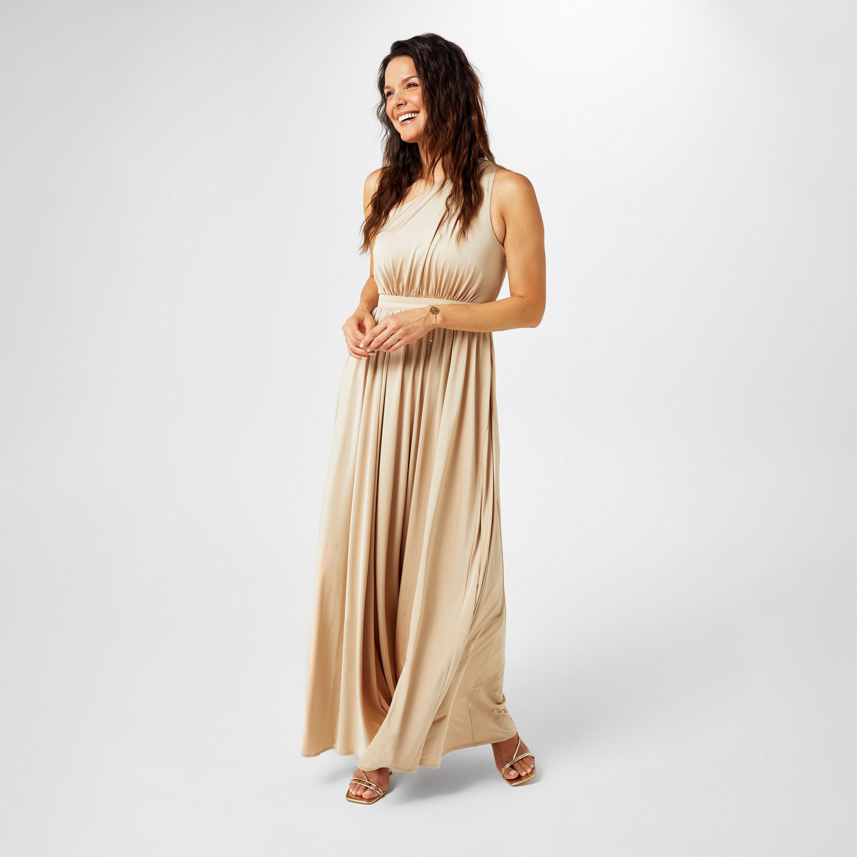 Champange - Biba - Biba Bridesmaid One Shoulder Maxi Dress - 4