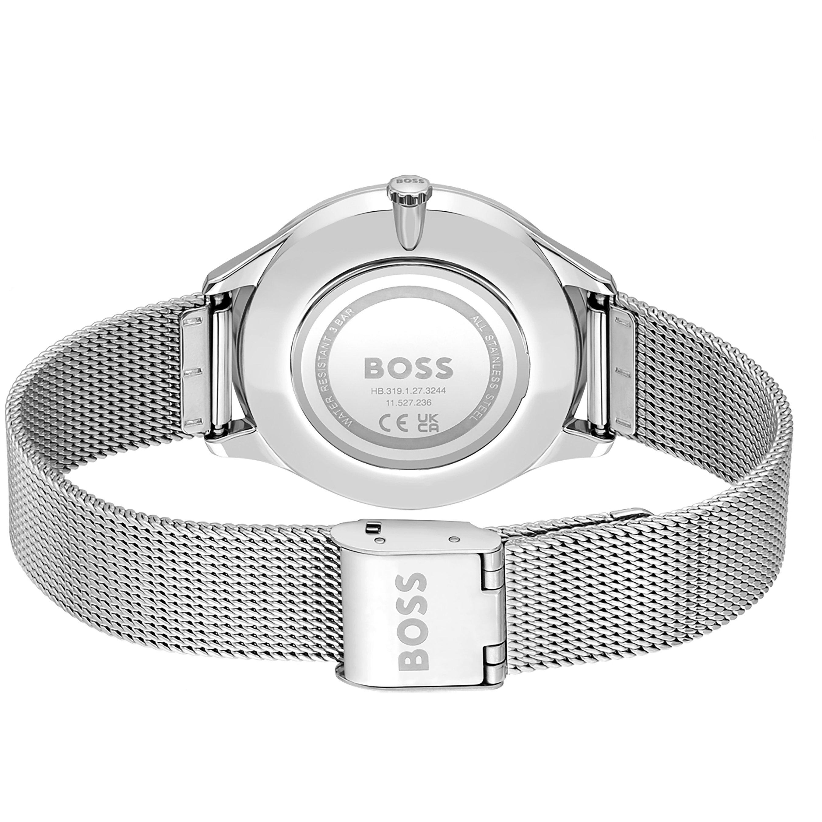 Silver/Green - Boss - Ladies BOSS Pura Stainless Steel Mesh Strap Watch - 3