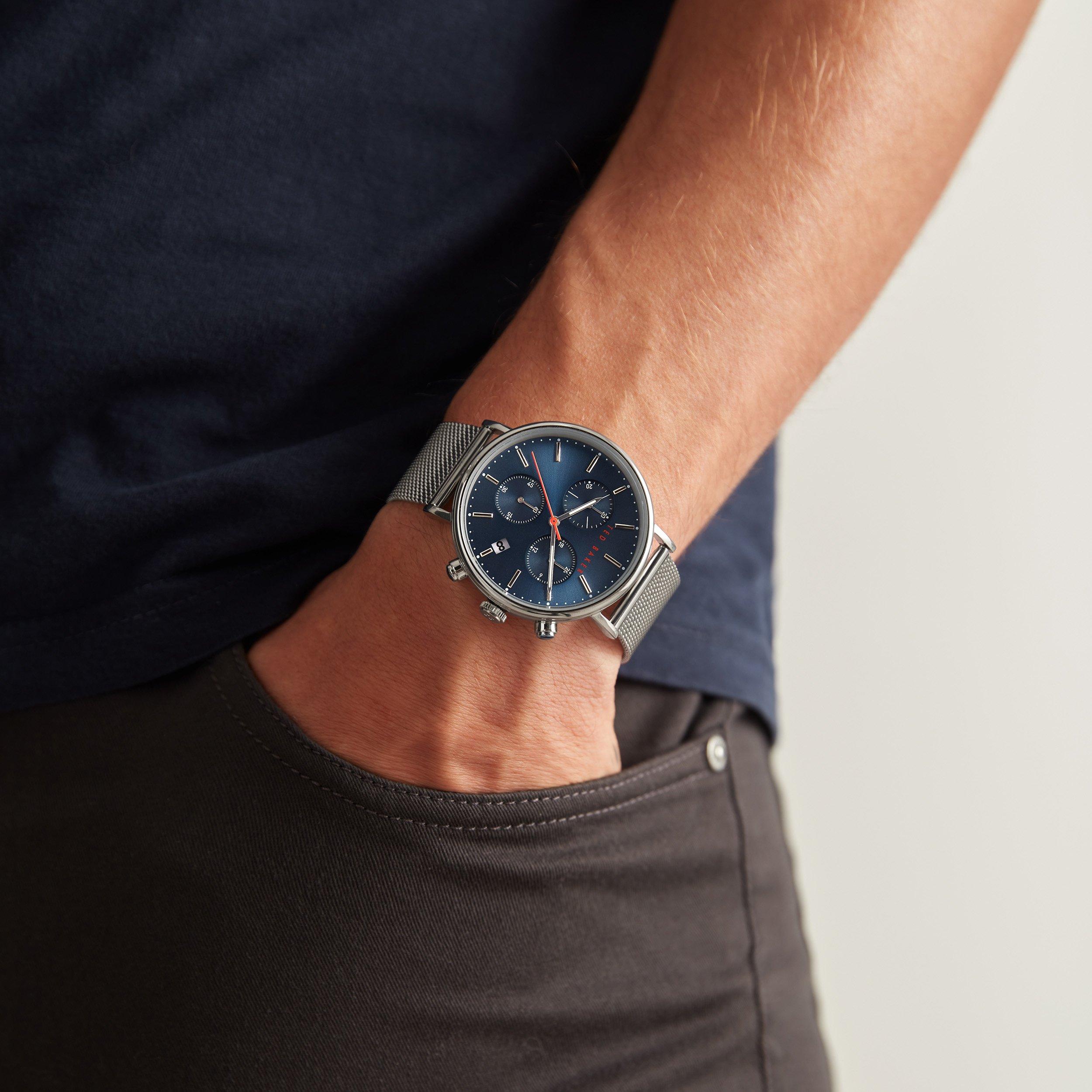 Zilver/Blauw - Ted Baker - Mimossa Chrono Watch Mens - 3