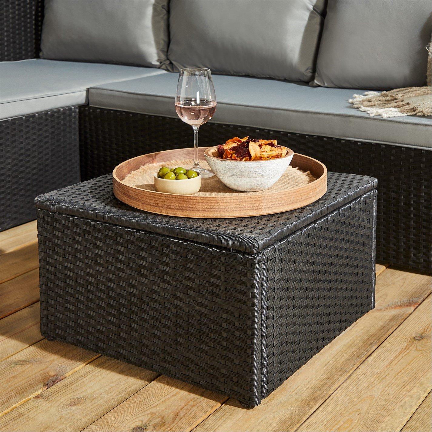 Black - Studio - Bali Rattan Corner Sofa Set - 4