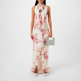 Giambattista Valli Floral Ruffle Chiffon Maxi Dress