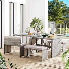 Studio Algiers 6 Piece Rattan Dining Bench Set