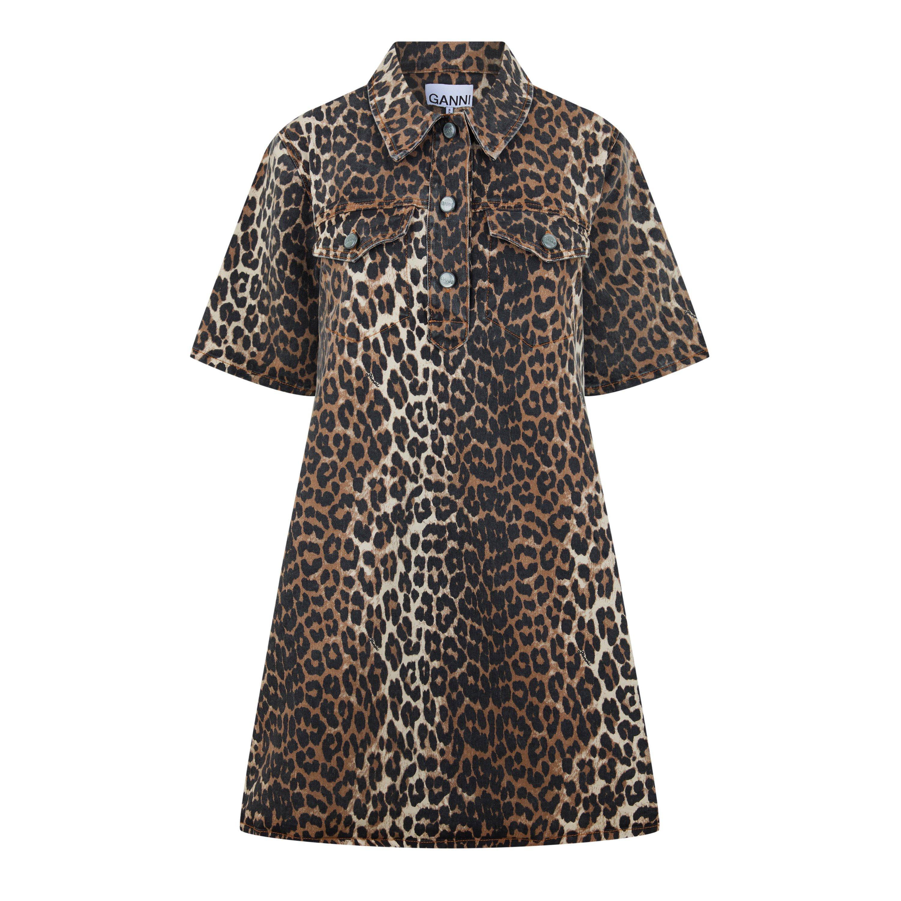 Leopard - Ganni - Leopard Printed Denim Dress - 5