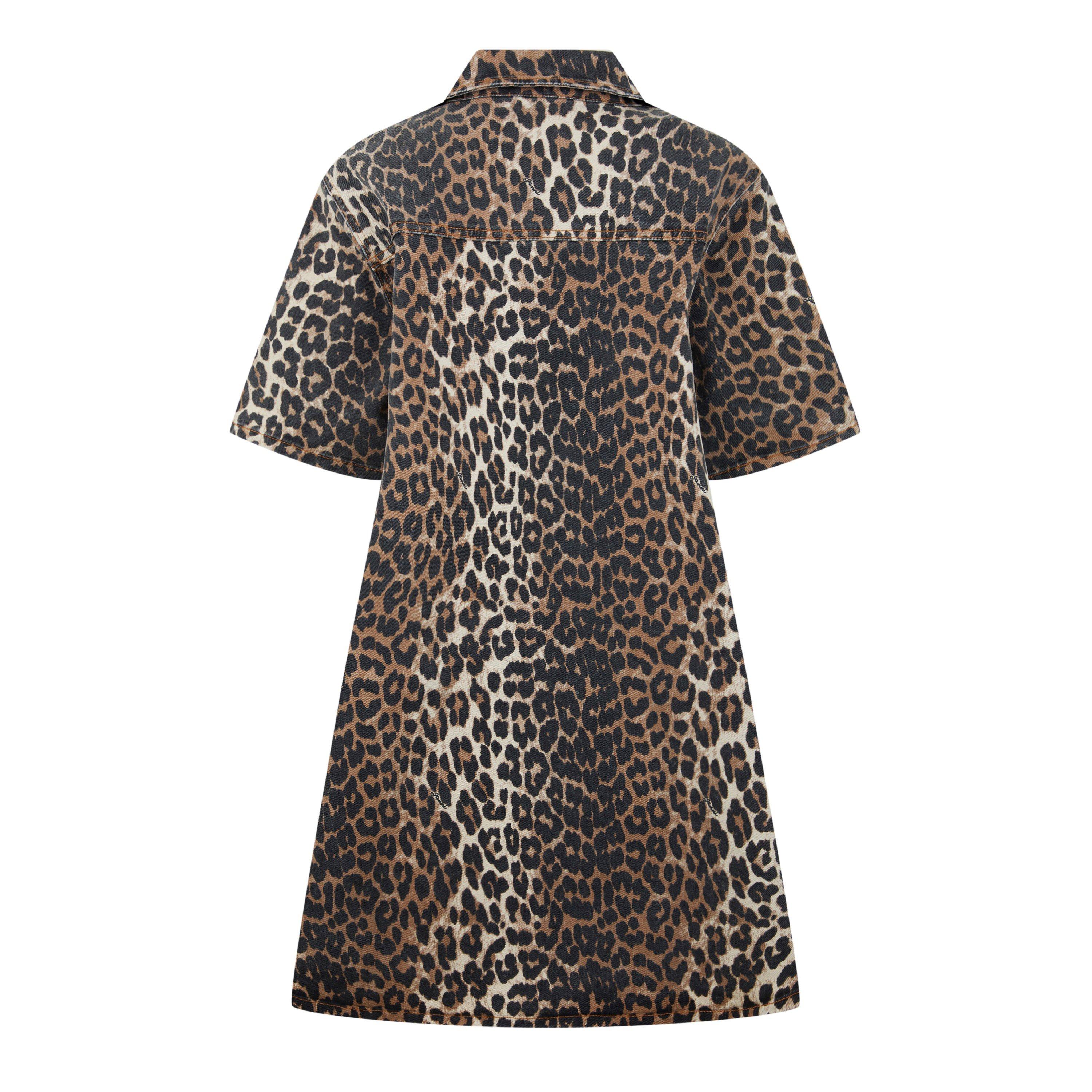 Leopard - Ganni - Leopard Printed Denim Dress - 6
