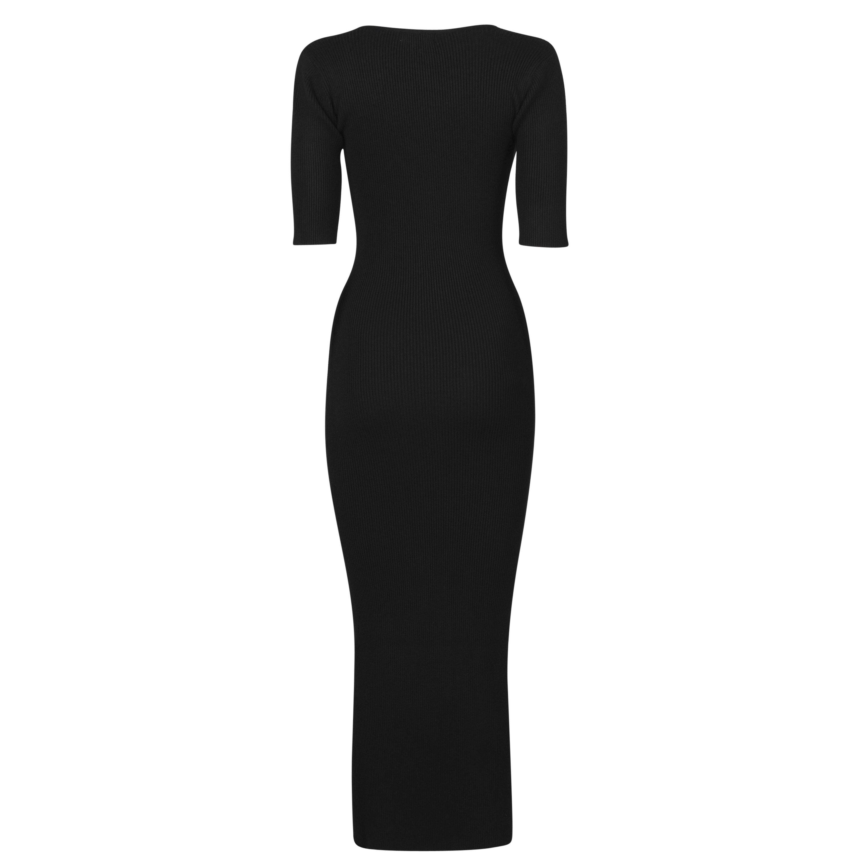 Black - Pretty Lavish - Lara Ribbed Midaxi Dress - 6
