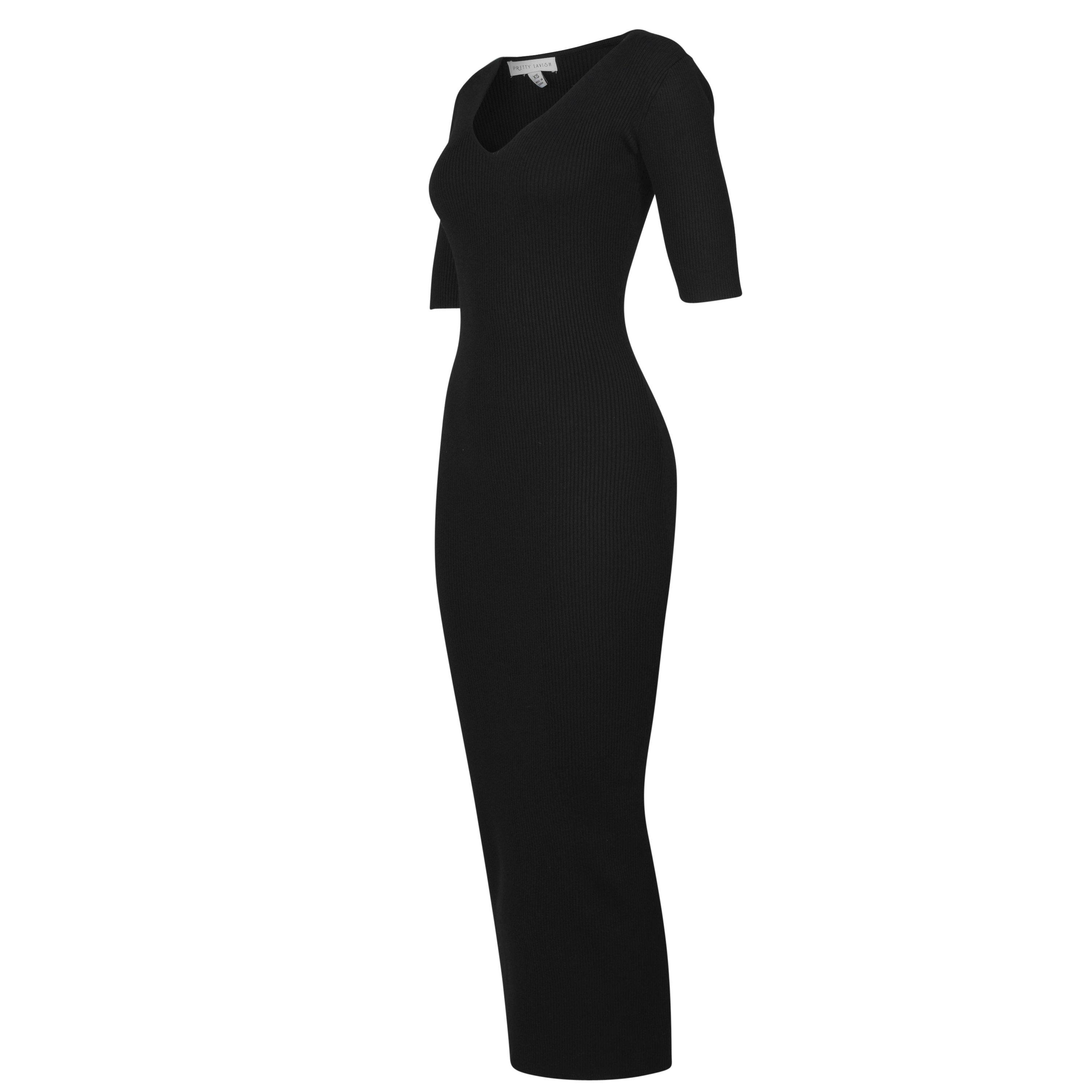 Black - Pretty Lavish - Lara Ribbed Midaxi Dress - 7