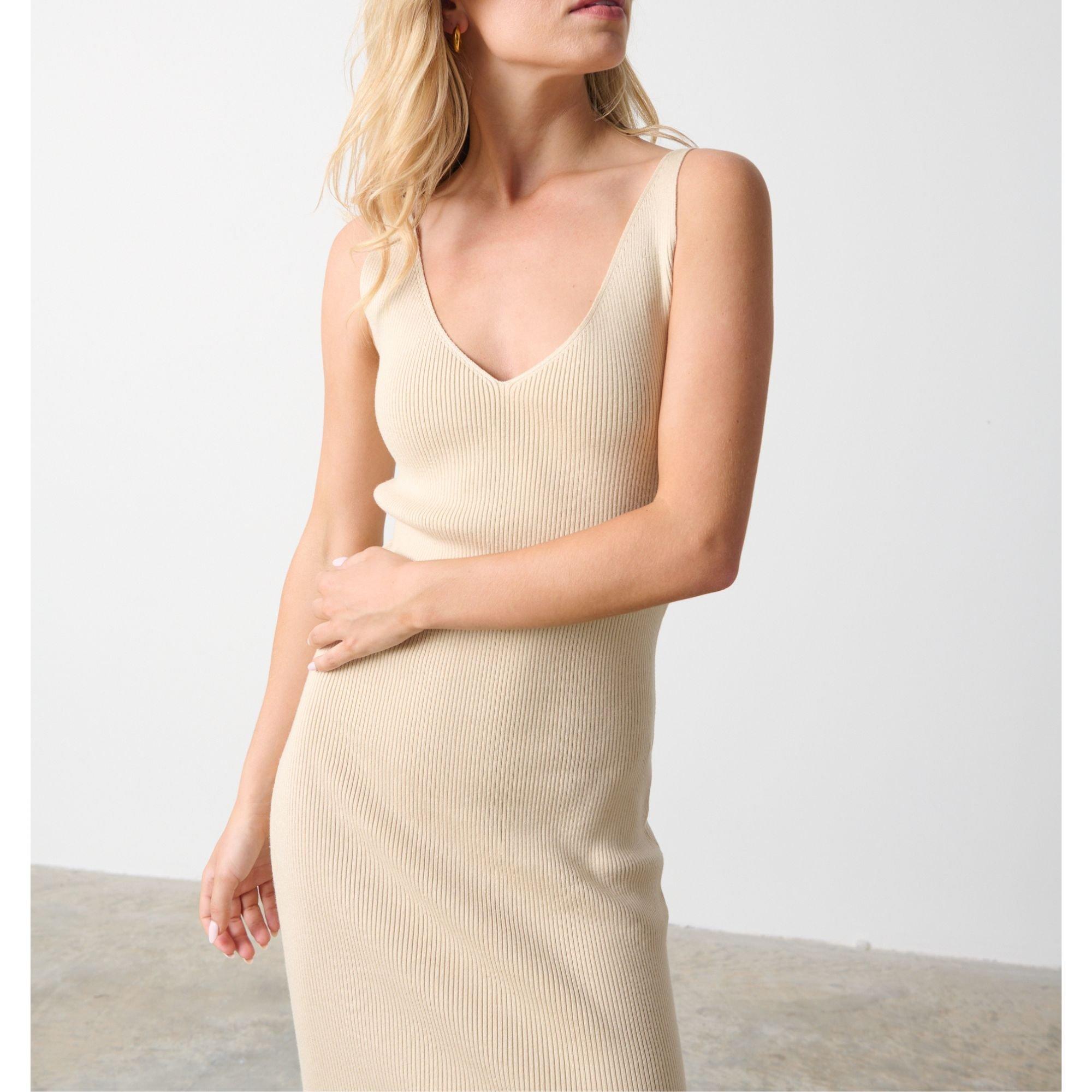 Beige - Pretty Lavish - Lara Ribbed Midaxi Dress - 2
