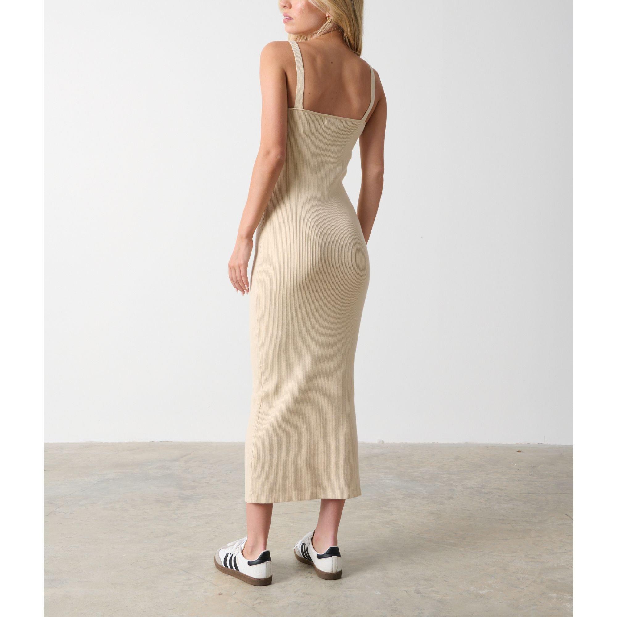 Beige - Pretty Lavish - Lara Ribbed Midaxi Dress - 3