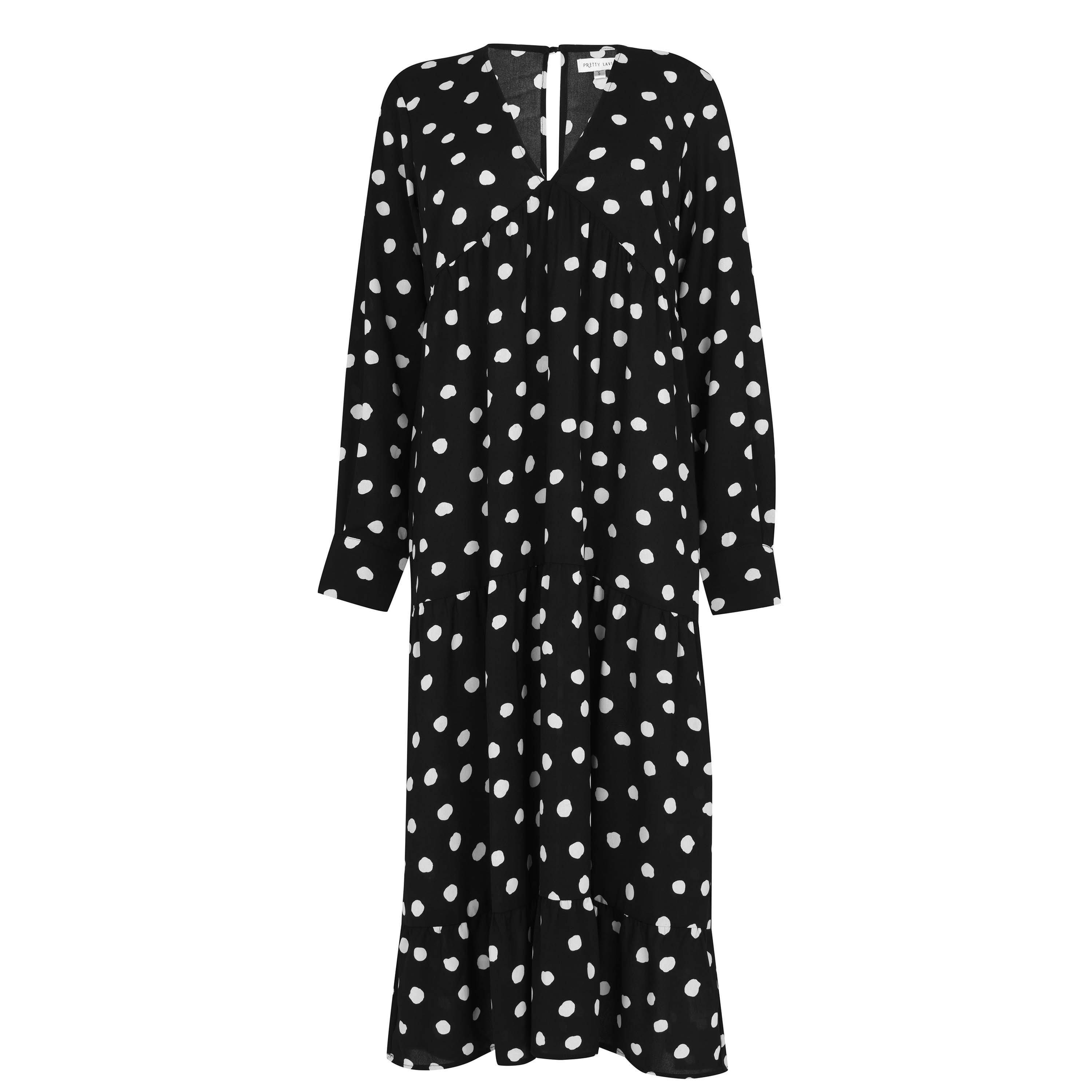 Black - Pretty Lavish - Dotty Day Dress - 5