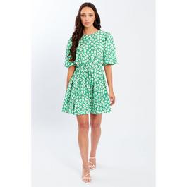 Be You Crinkle Puff Slv Tie Waist Dress