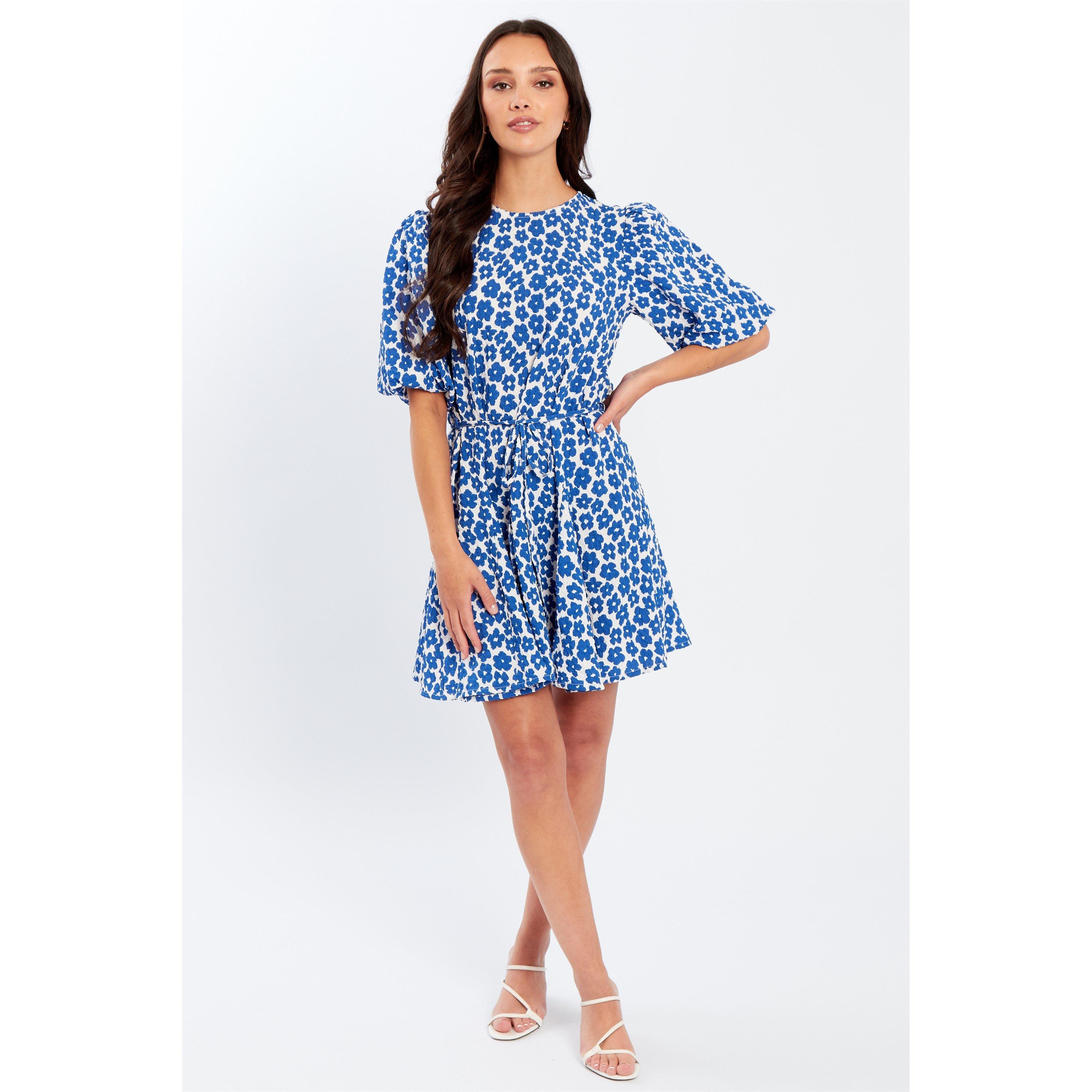 Be You Crinkle Puff Slv Tie Waist Dress