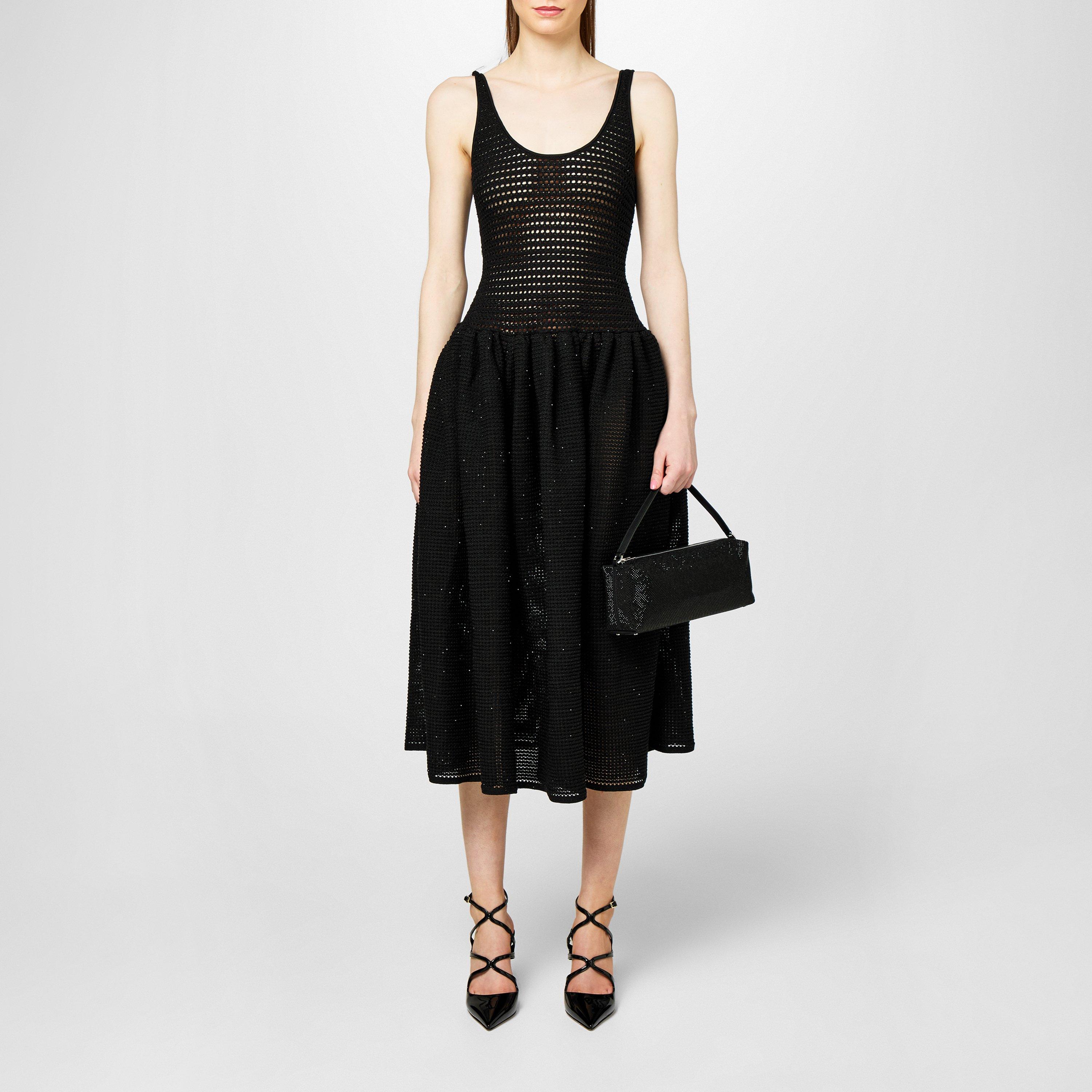 Black - Self Portrait - Crochet Knit Midi Dress - 1