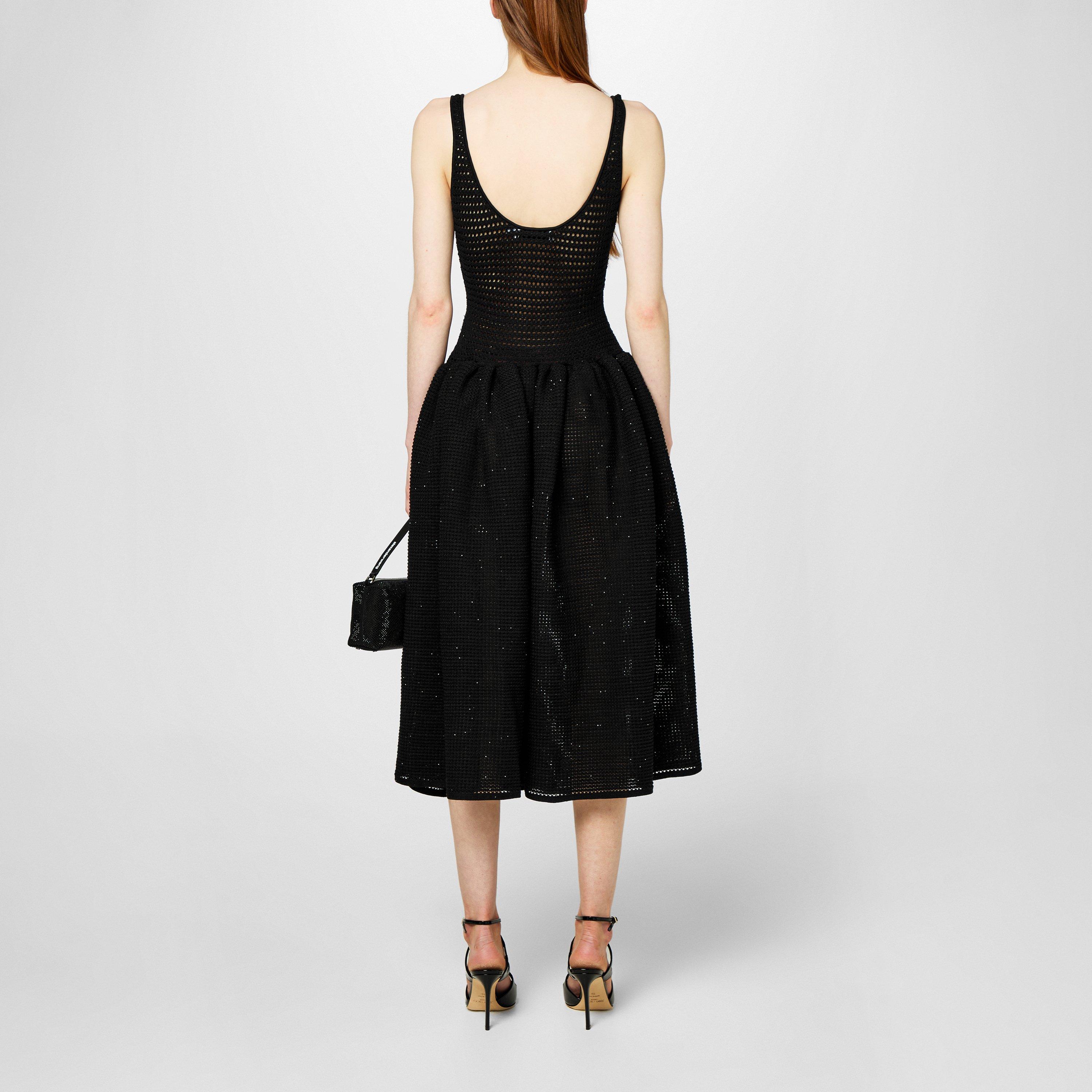 knee length dresses for ladies Self-Portrait - Pleated Crochet Floral Maxi Dress