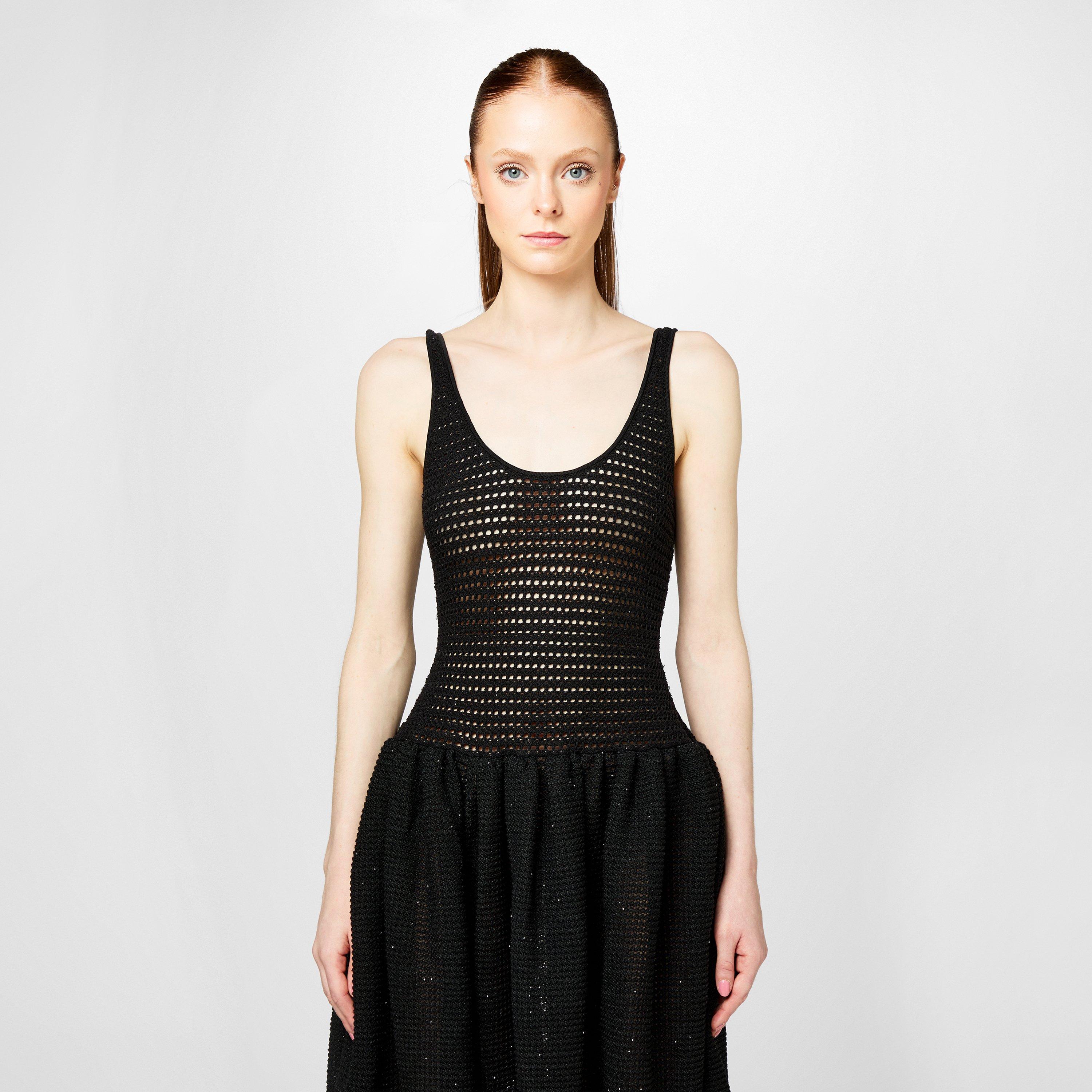 Black - Self Portrait - Crochet Knit Midi Dress - 4