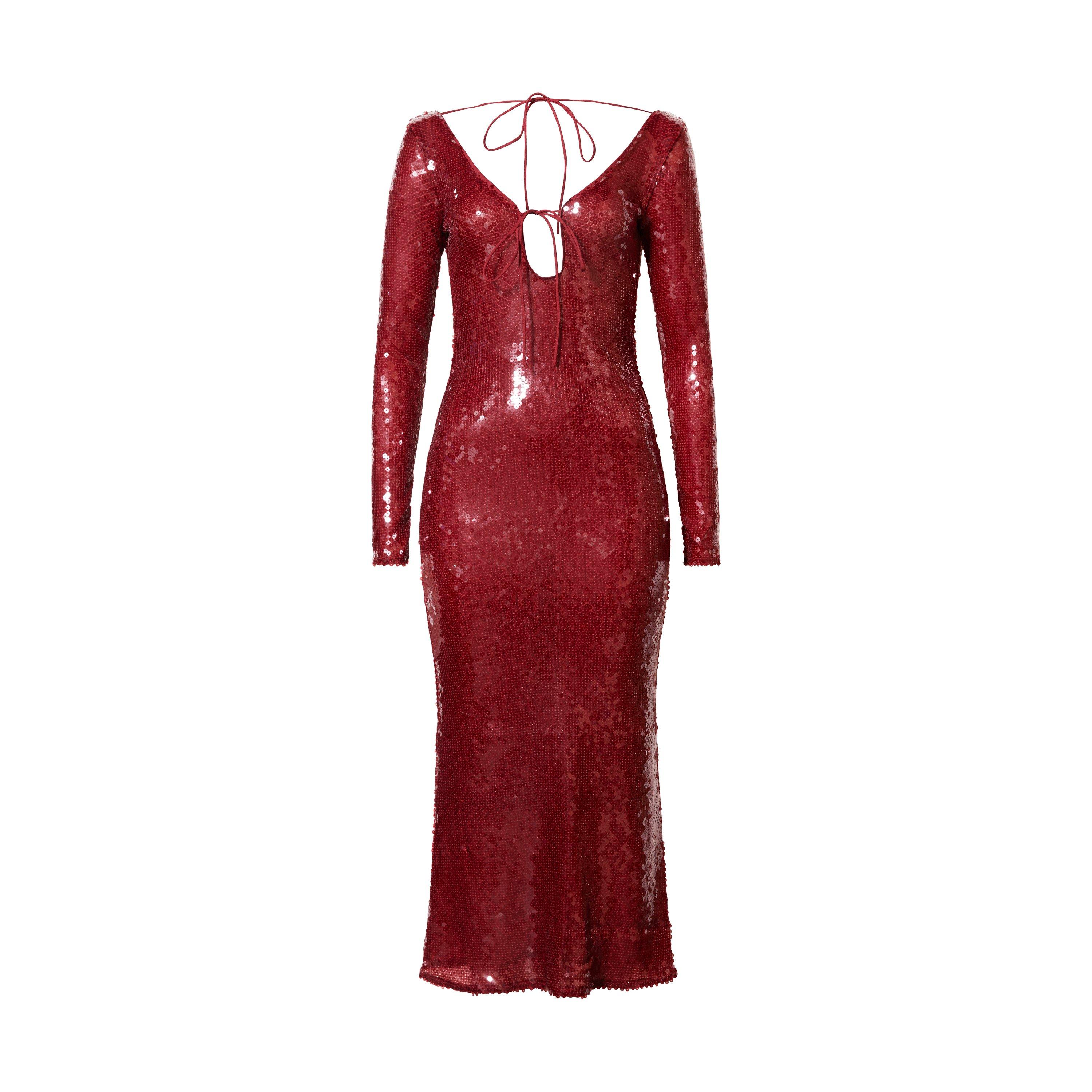 Burgundy - Bardot - Verona Sequin Midaxi Dress - 5