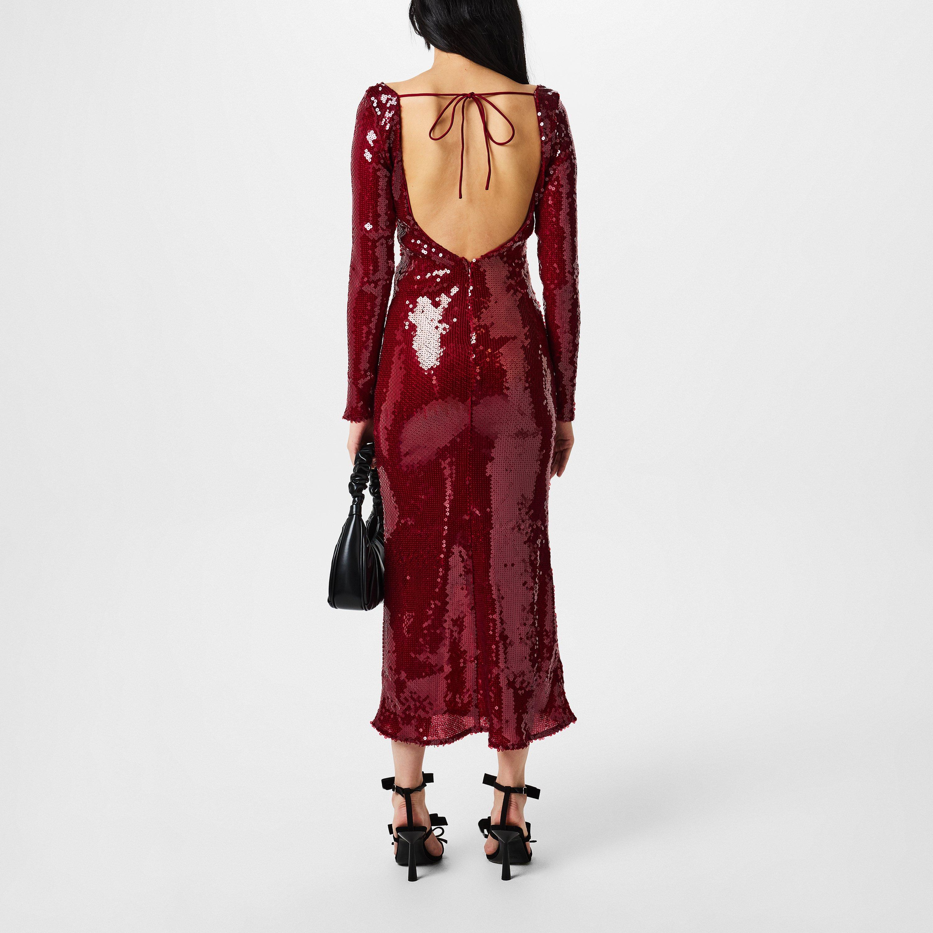 Burgundy - Bardot - Verona Sequin Midaxi Dress - 3