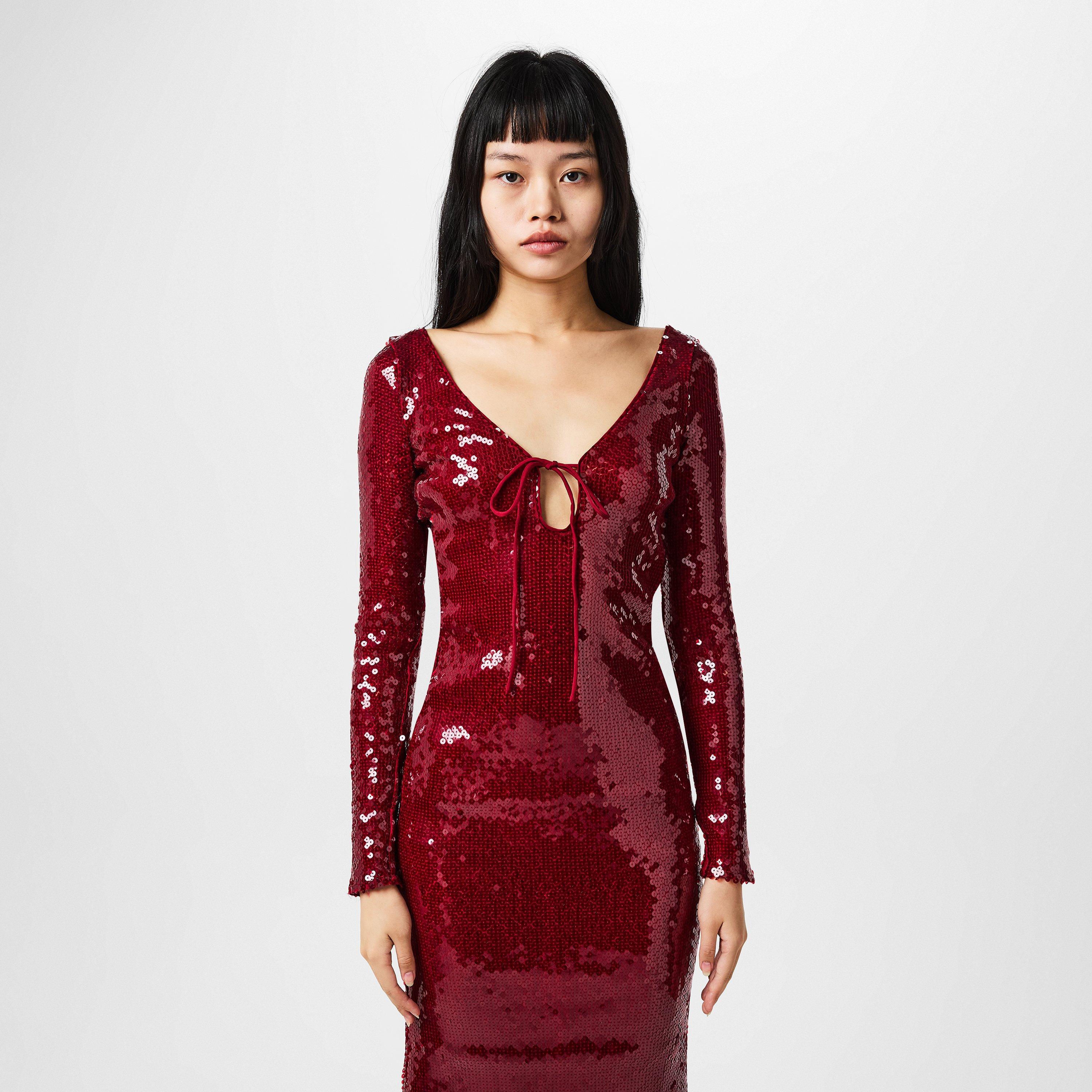 Burgundy - Bardot - Verona Sequin Midaxi Dress - 4