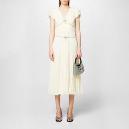 Self Portrait Chiffon Pleated Midi Dress