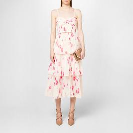 Self Portrait Printed Tiered Midi Dress