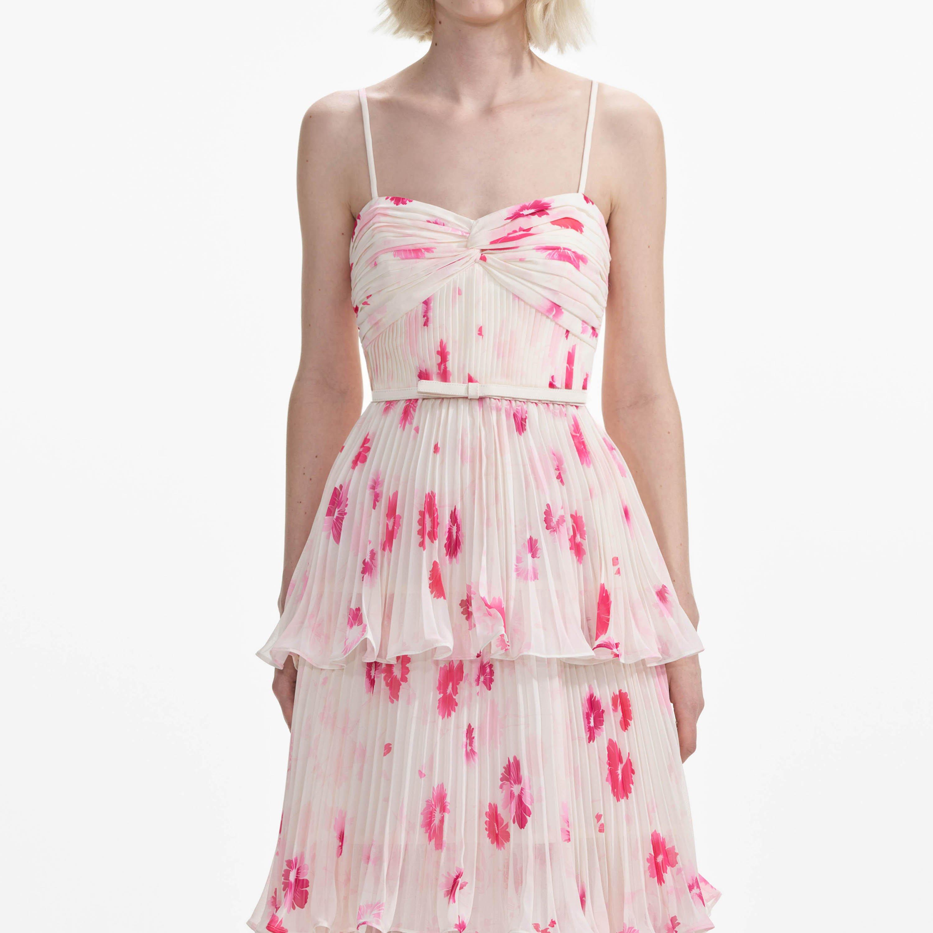 Cream - Self Portrait - Printed Tiered Midi Dress - 5