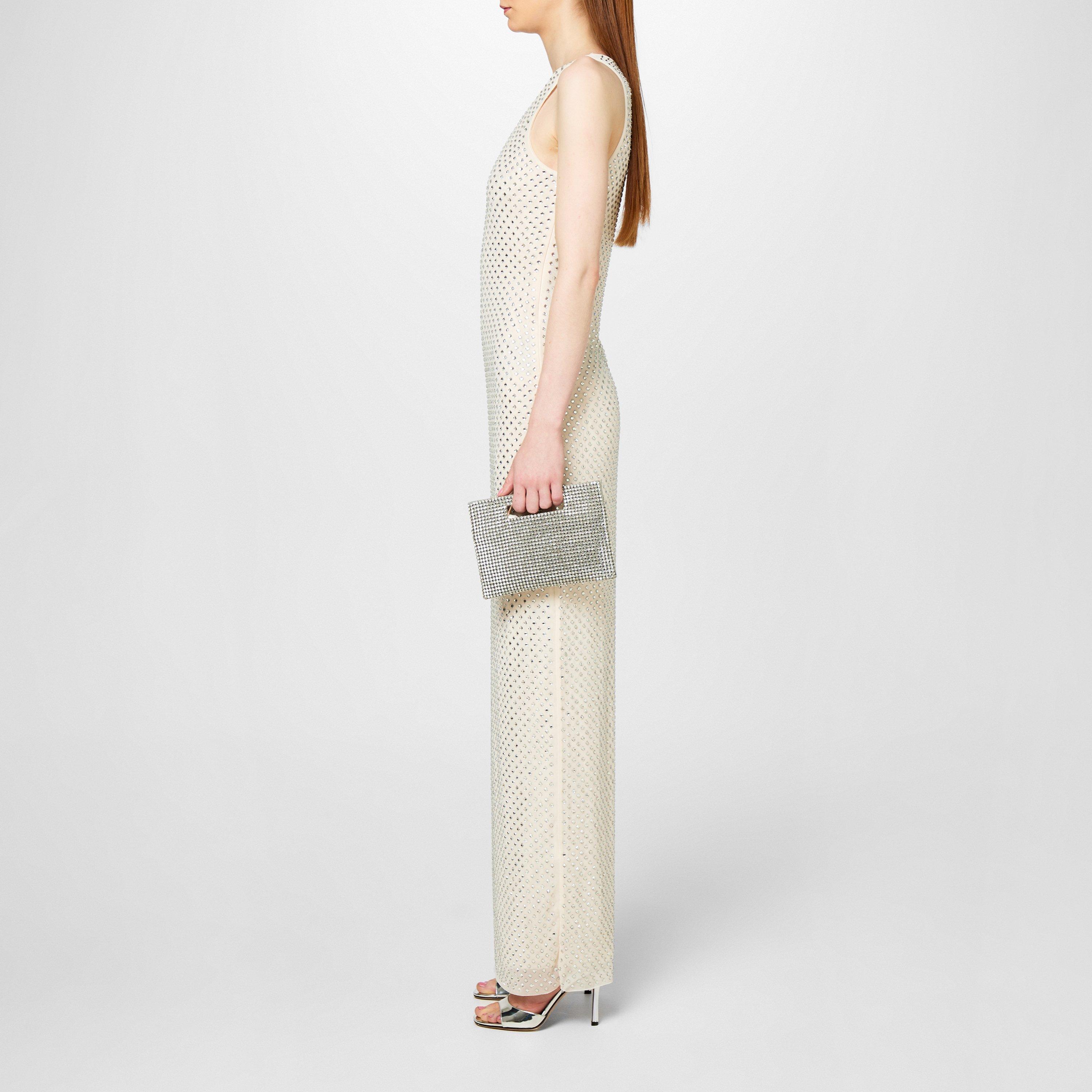 Cream - Self Portrait - Mesh Rhinestone Maxi Dress - 2