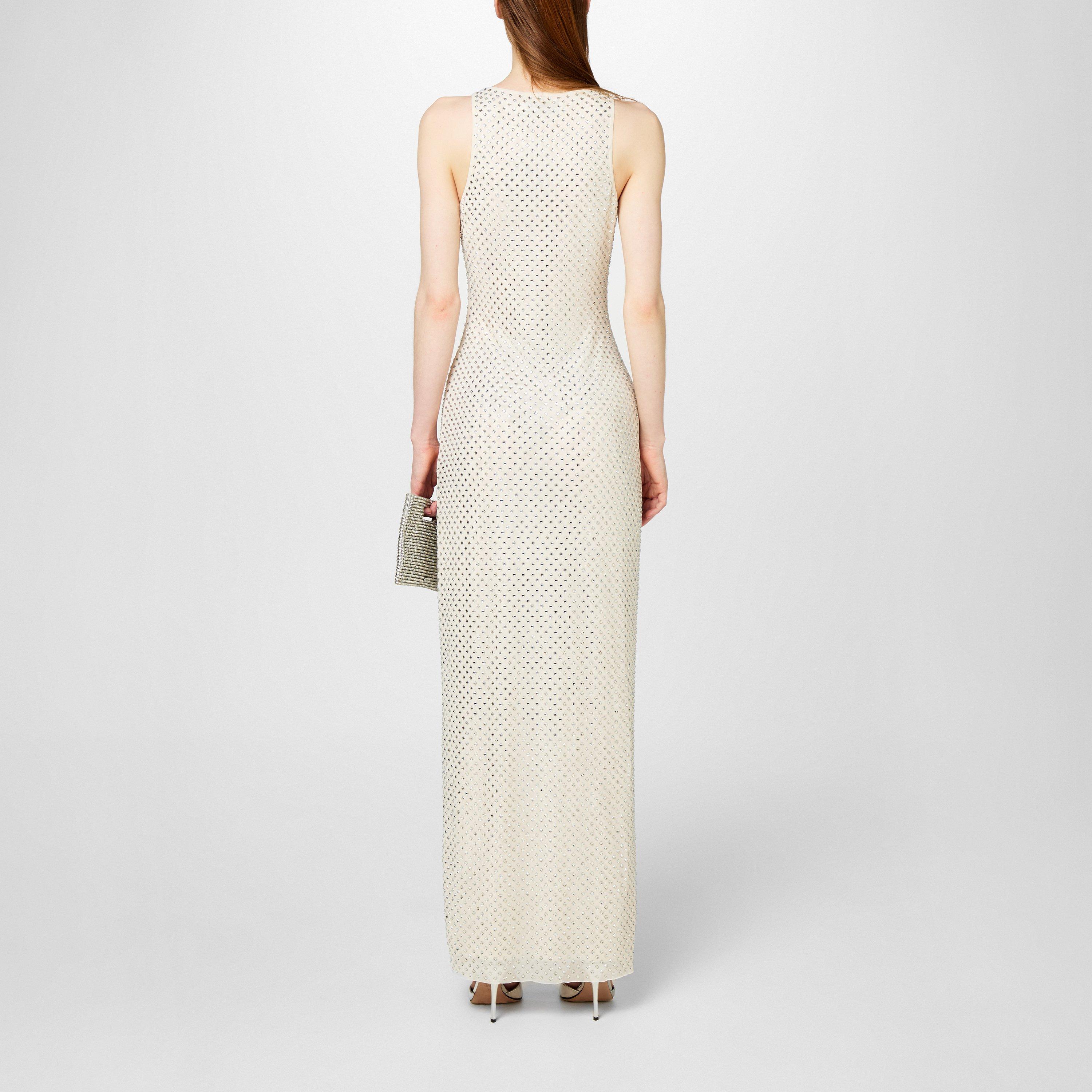 Cream - Self Portrait - Mesh Rhinestone Maxi Dress - 3