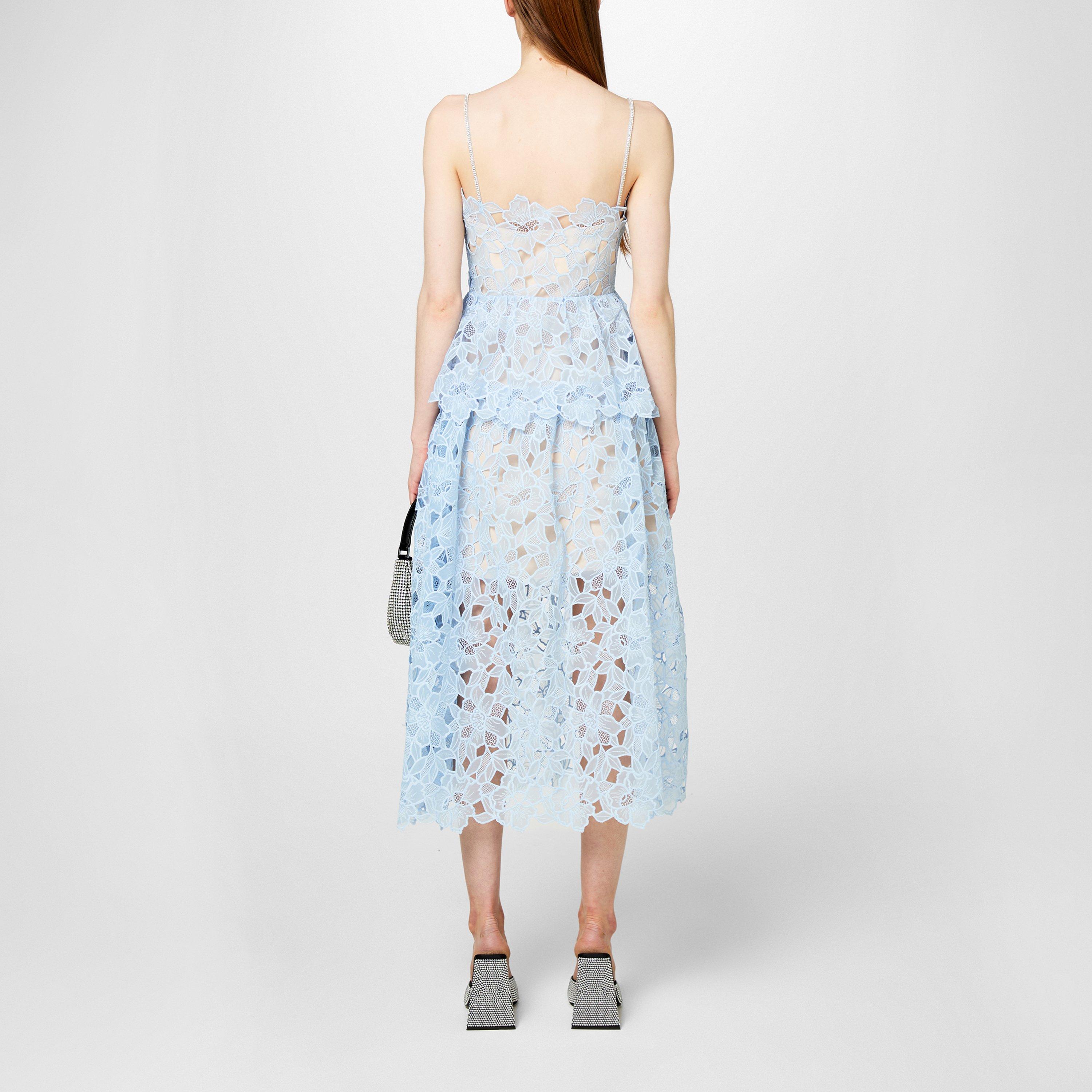 Blue - Self Portrait - Organza Lace Midi Dress - 3