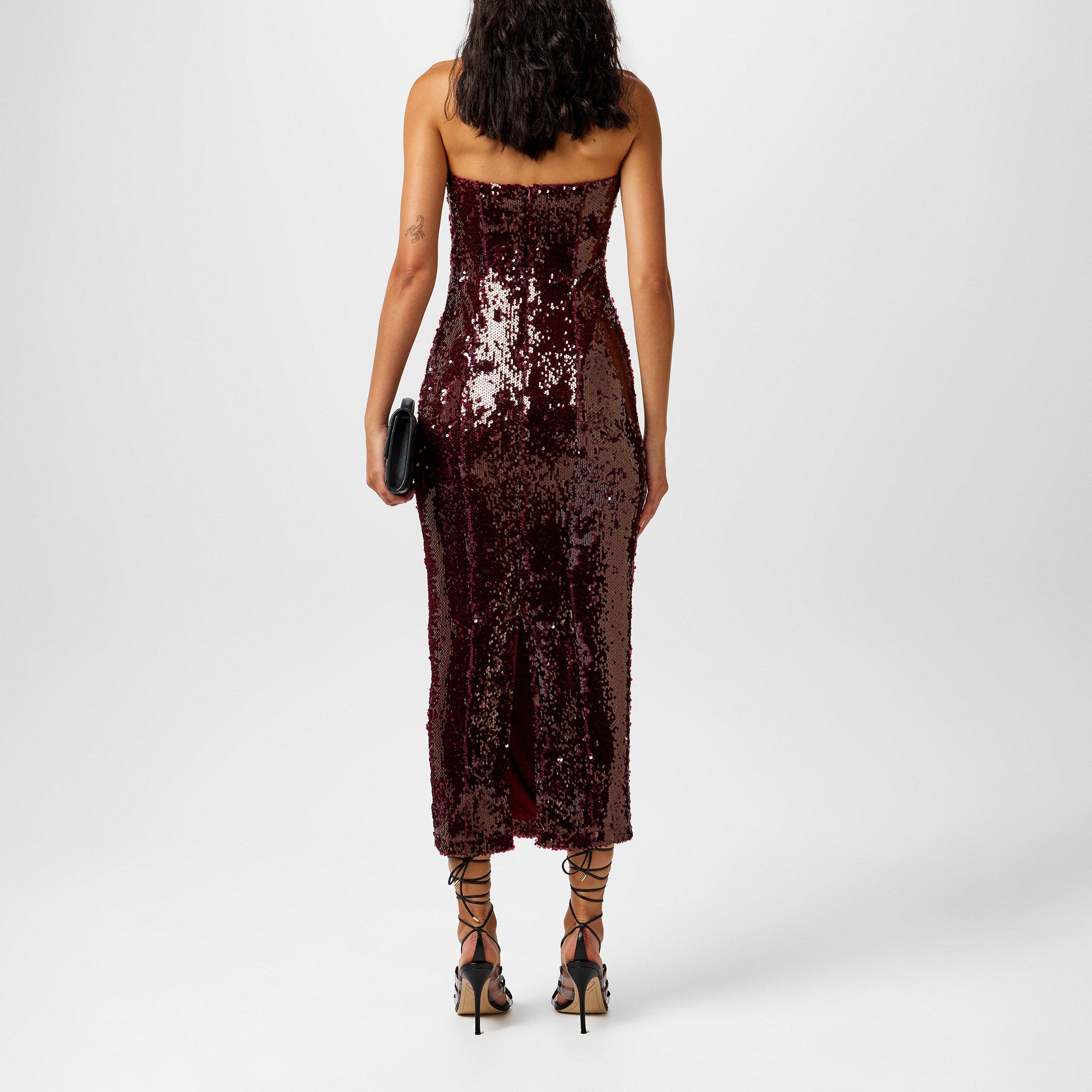 Wine - Pretty Lavish - Sequin Midaxi Dress - 3
