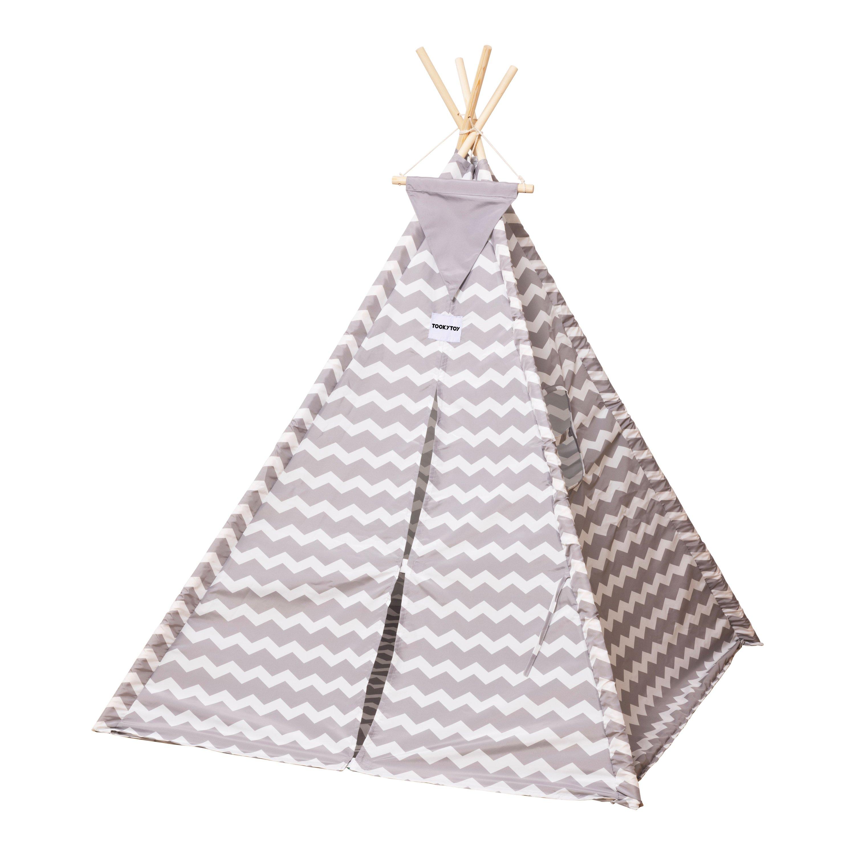 Neutral - Tooky Toy - Wooden Teepee Play Tent - 1