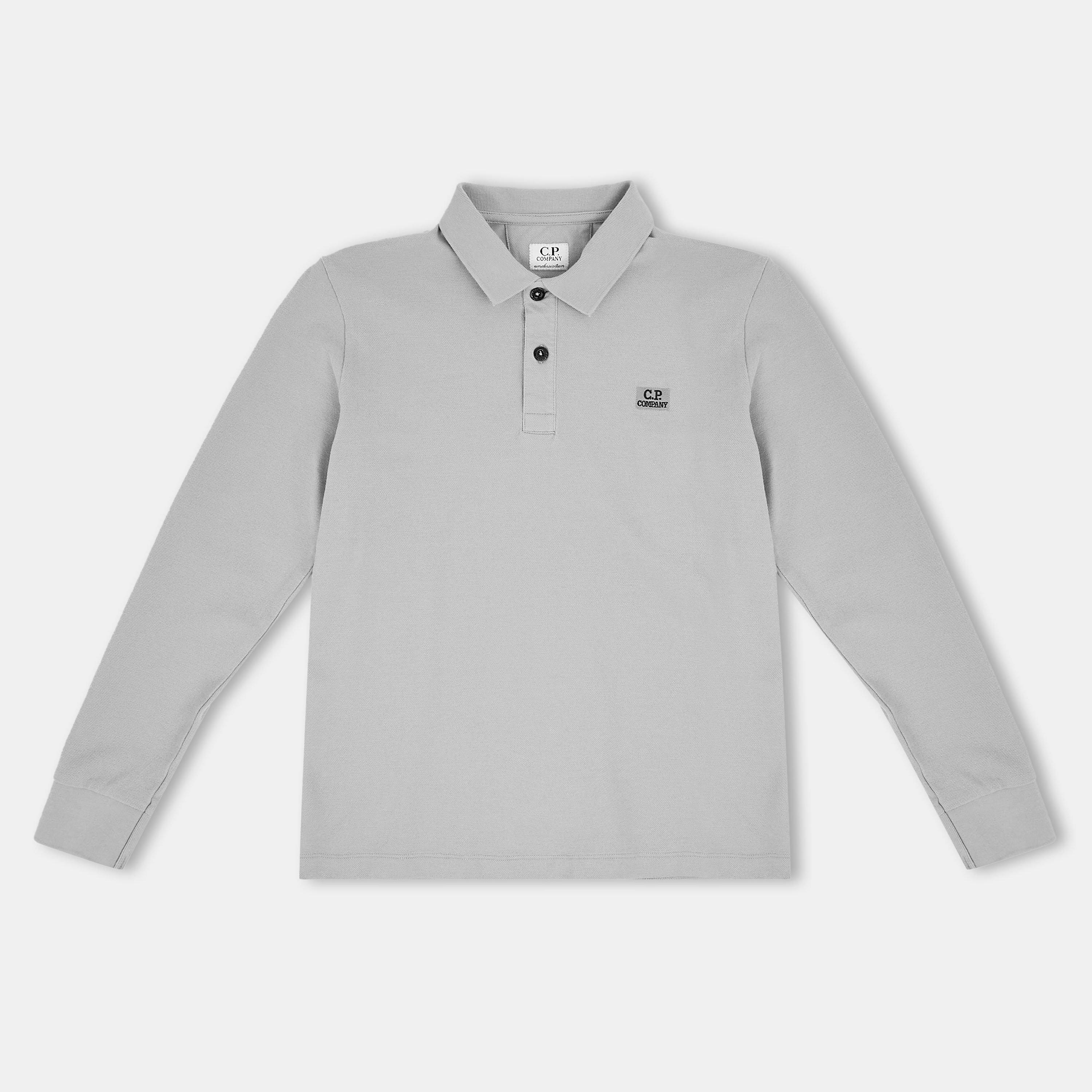 CP Company Kids' Long Sleeve Polo Shirt - Lon Gry 60379 - Size 14Y