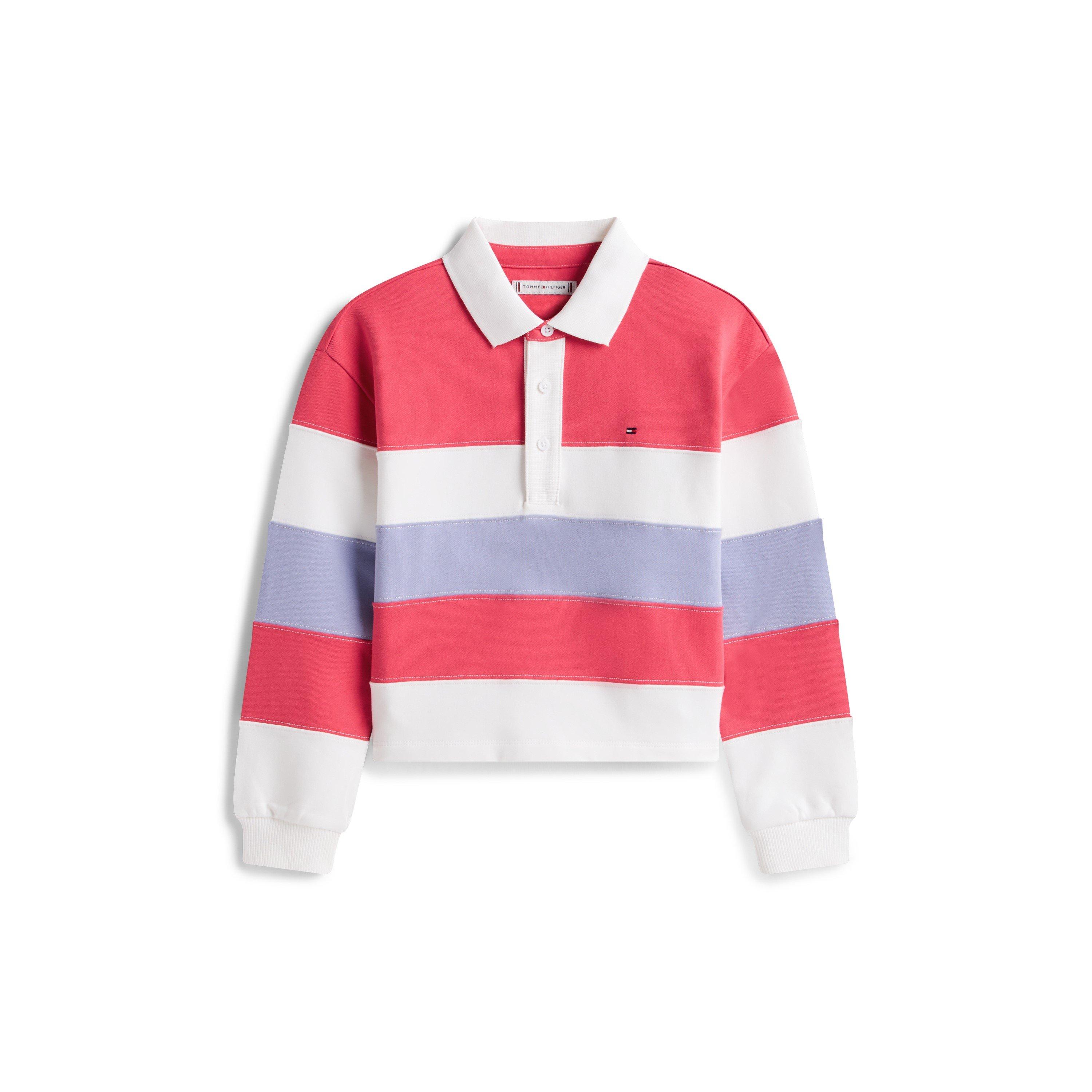 Tommy Hilfiger Kids' Clrblk Long Sleeve Polo Shirt - Cerise Stripe - Size 14Y