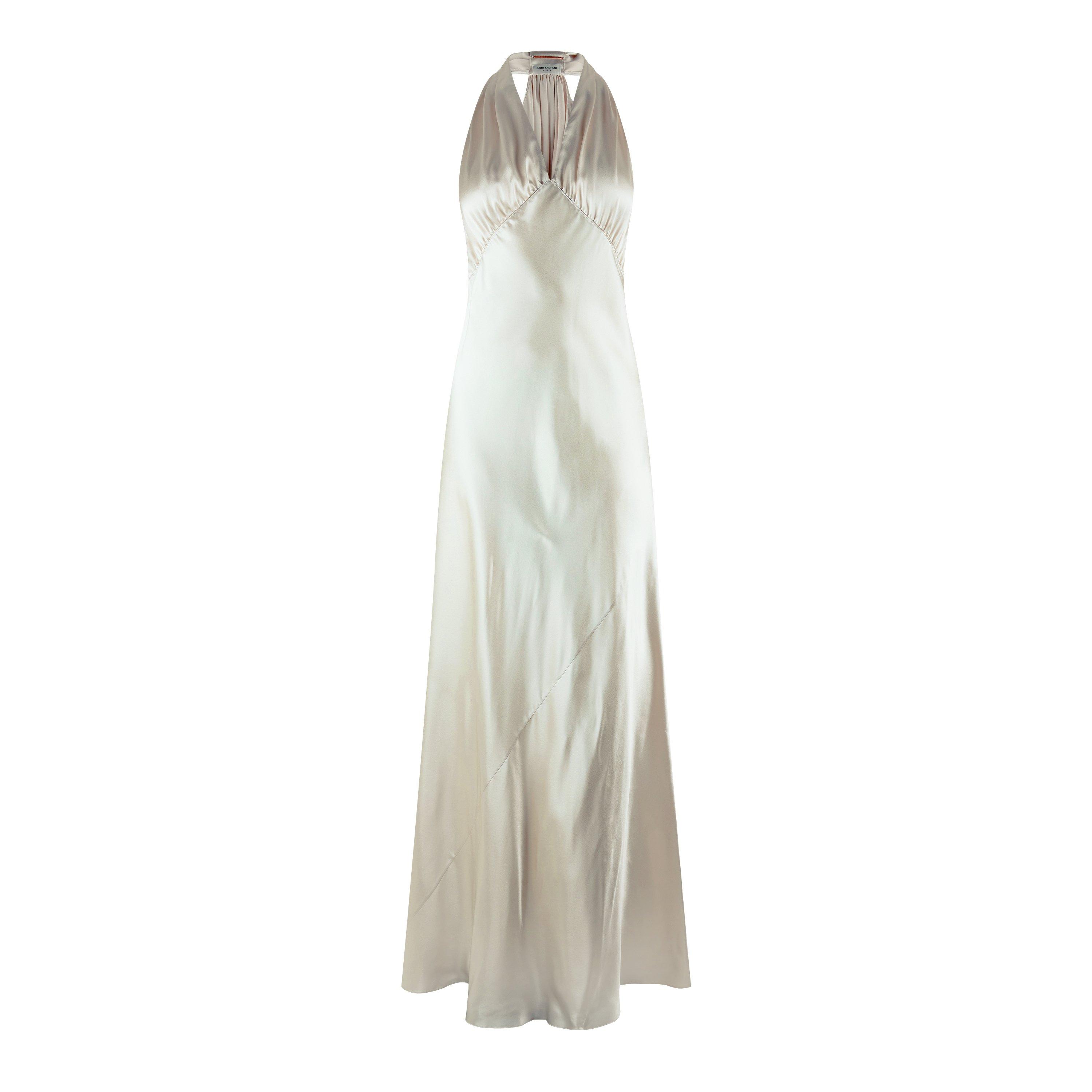 Ivoire Vintage - Saint Laurent - Halterneck Satin Maxi Dress - 5