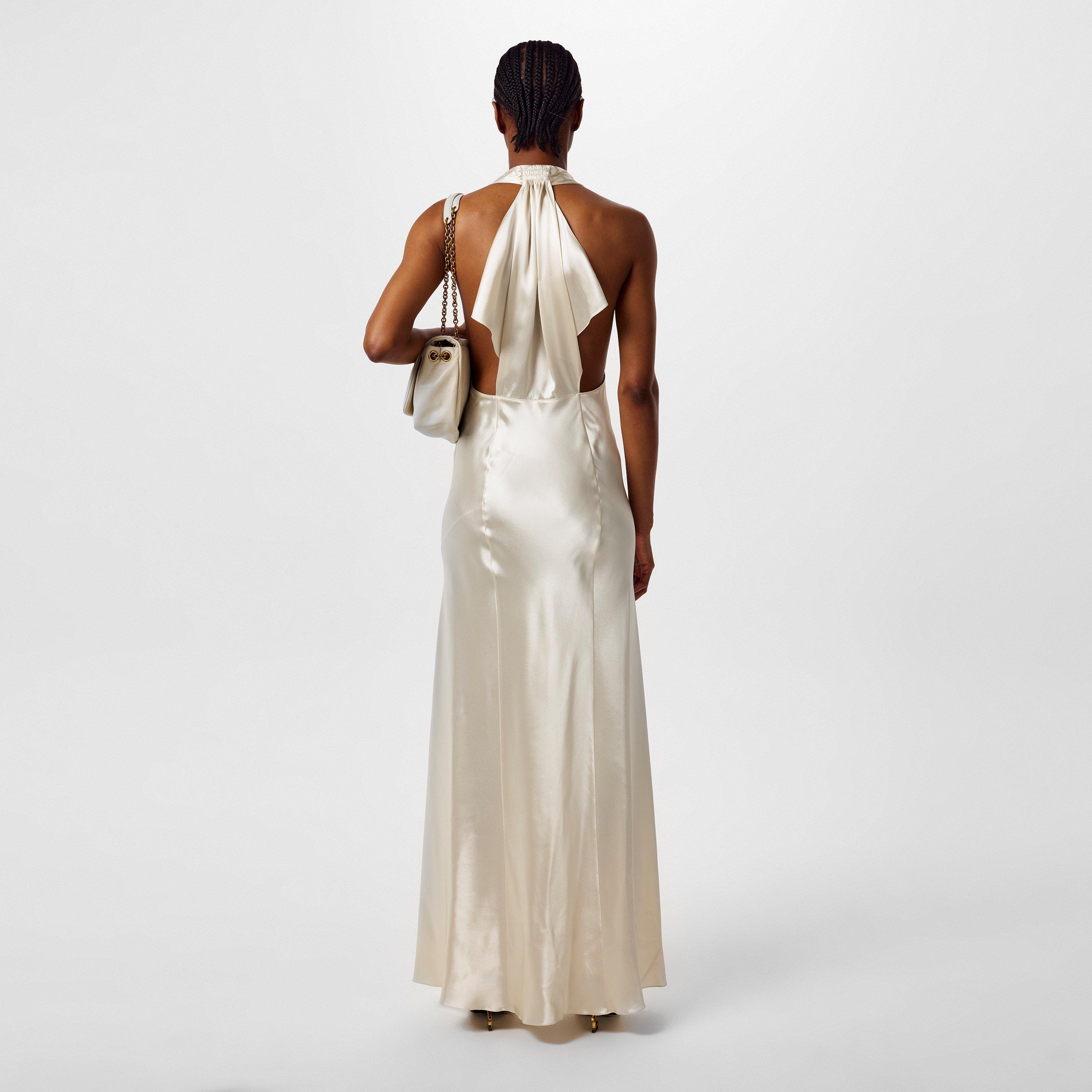 Ivoire Vintage - Saint Laurent - Halterneck Satin Maxi Dress - 3