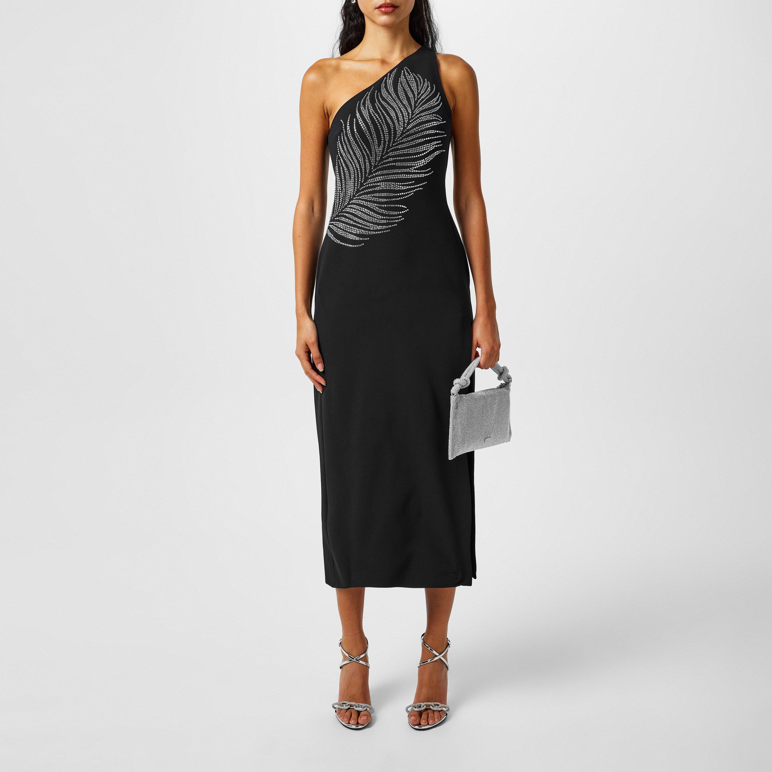 David Koma Women's Feather Embroidered Maxi Dress - Black Silver - UK 8