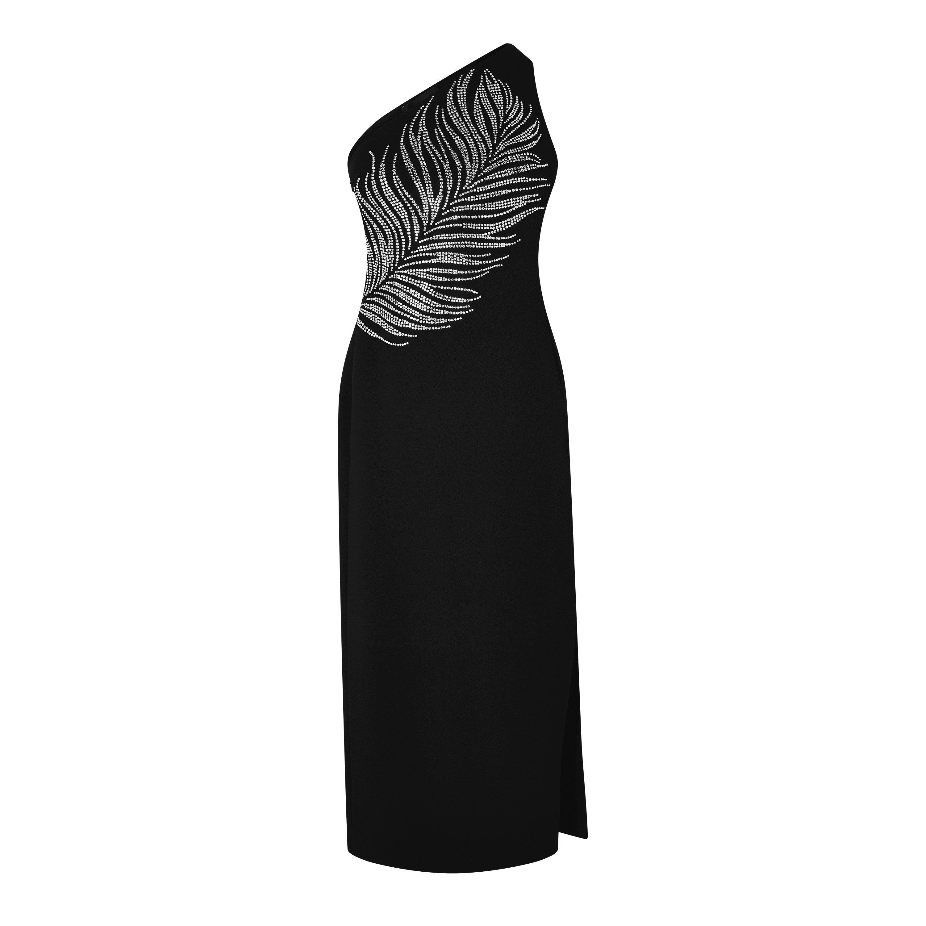 Black Silver - David Koma - Women's Feather Embroidered Maxi Dress - 5
