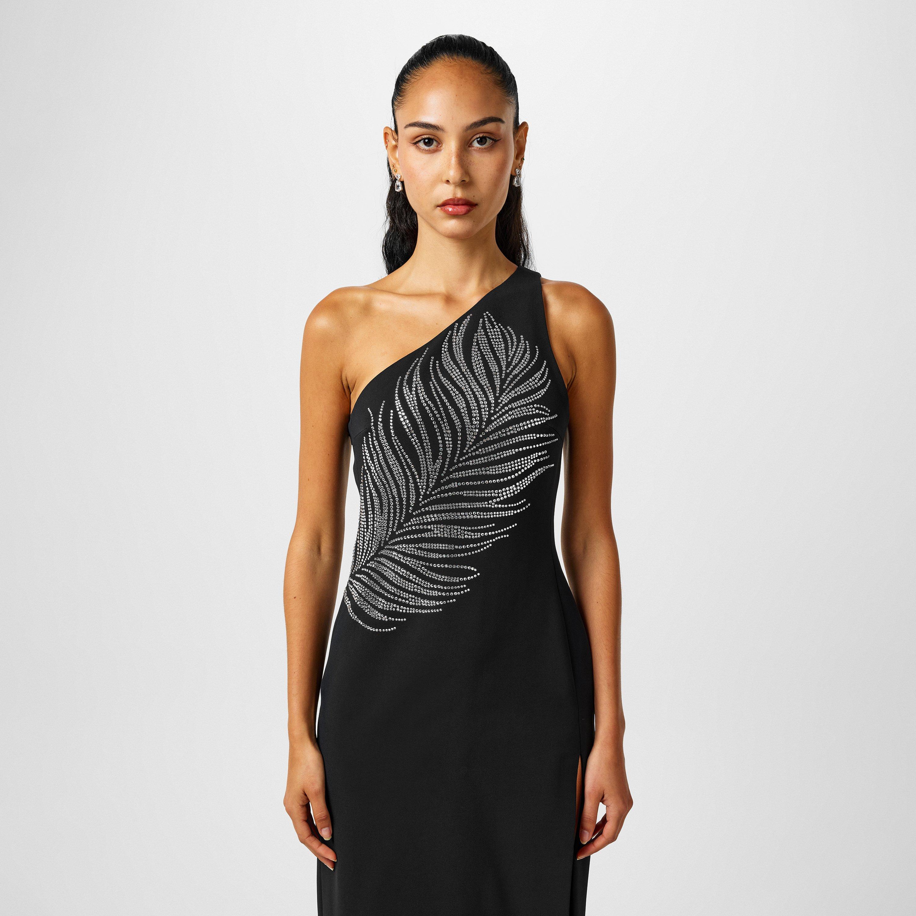 Black Silver - David Koma - Women's Feather Embroidered Maxi Dress - 4