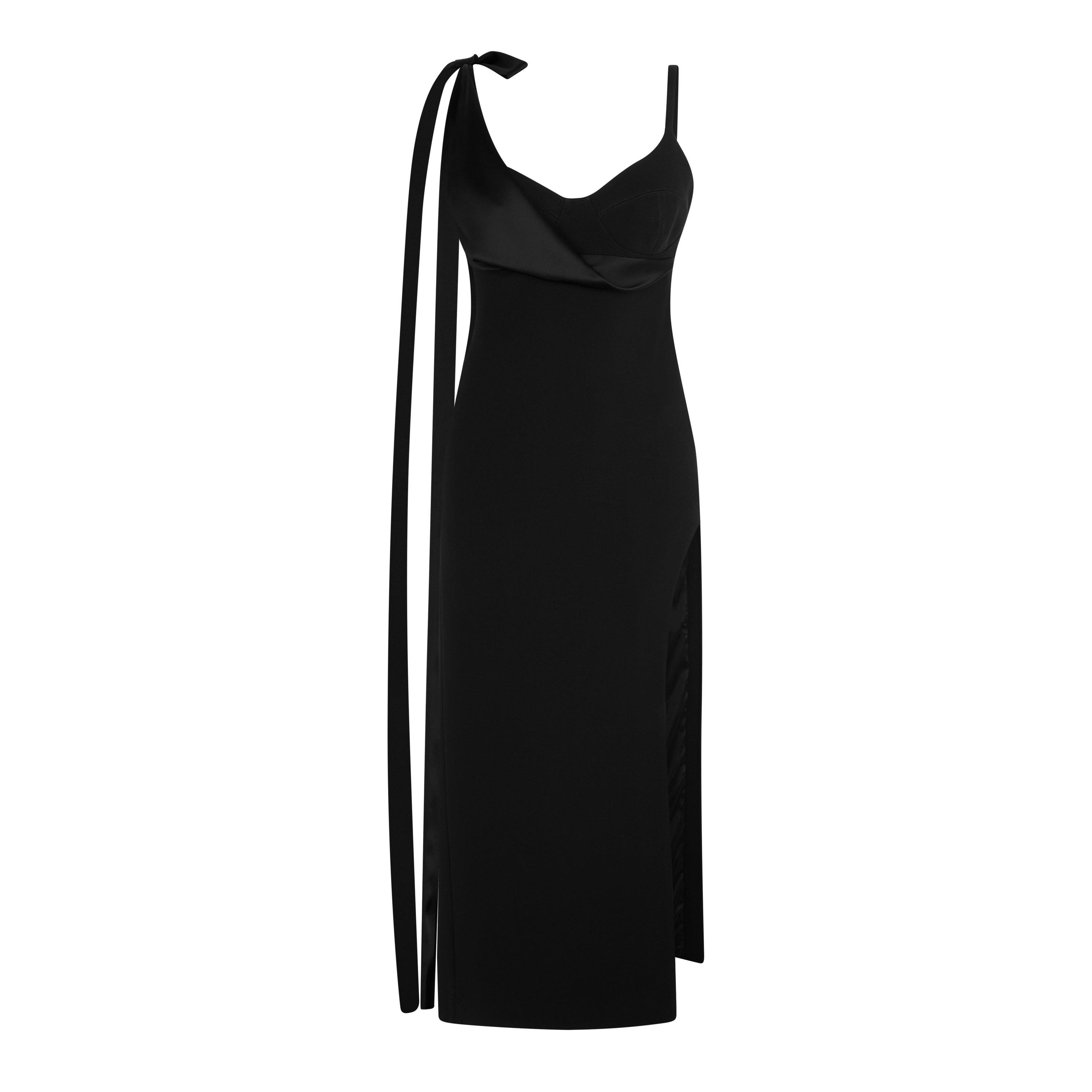 Black - David Koma - Bow Slit Midi Dress - 5