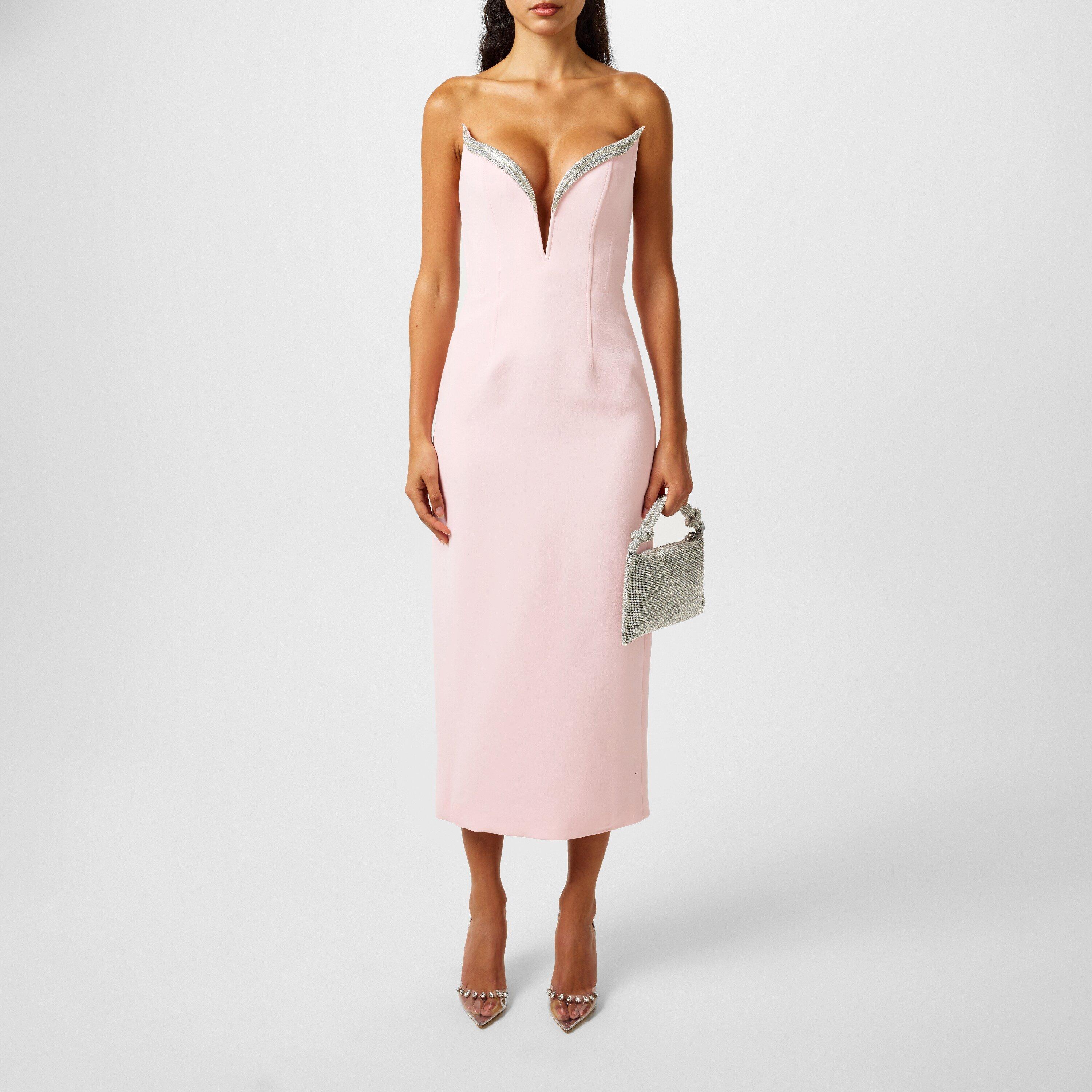 Pink/Silver - David Koma - Womens Crystal Wing Midi Dress - 1