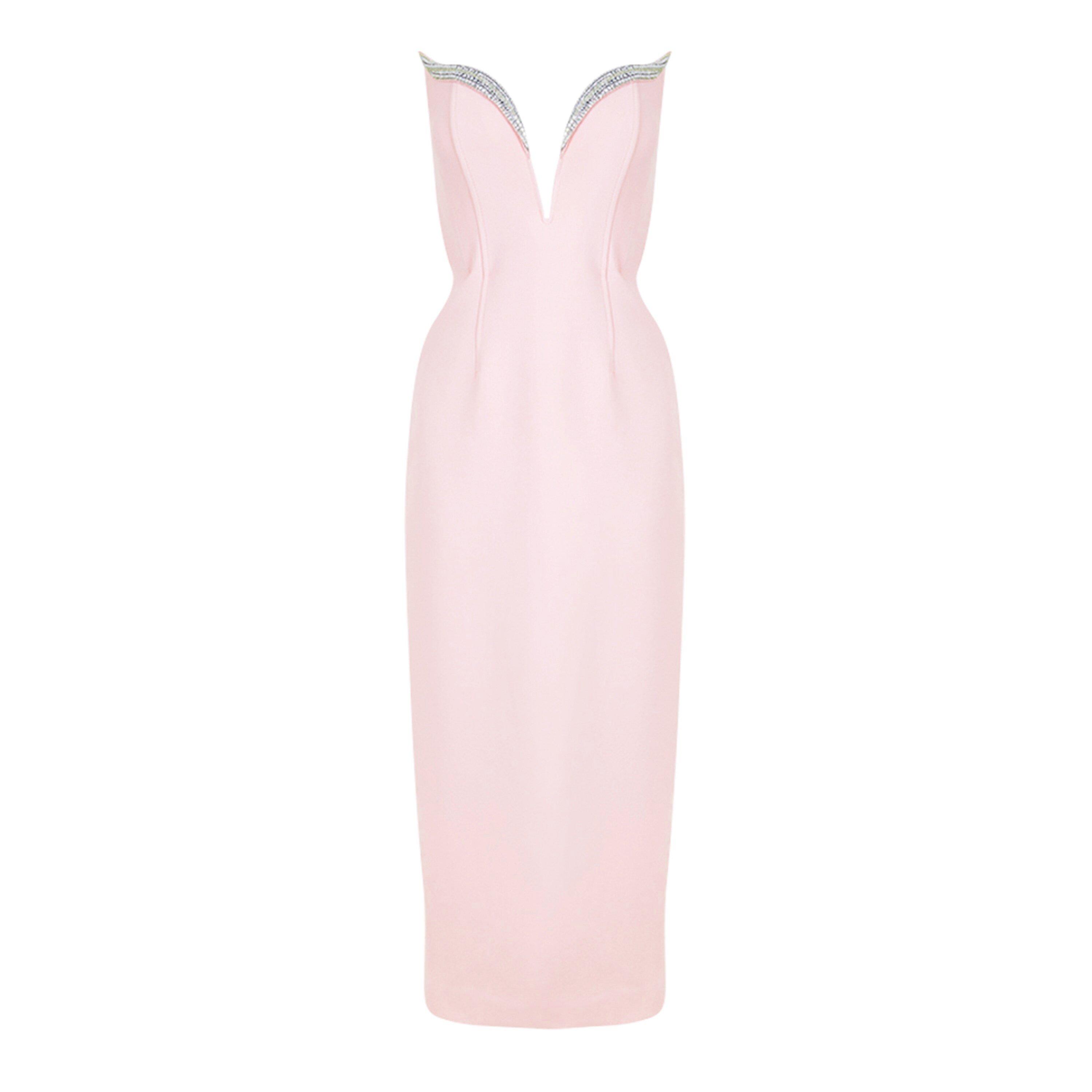 Pink/Silver - David Koma - Womens Crystal Wing Midi Dress - 5