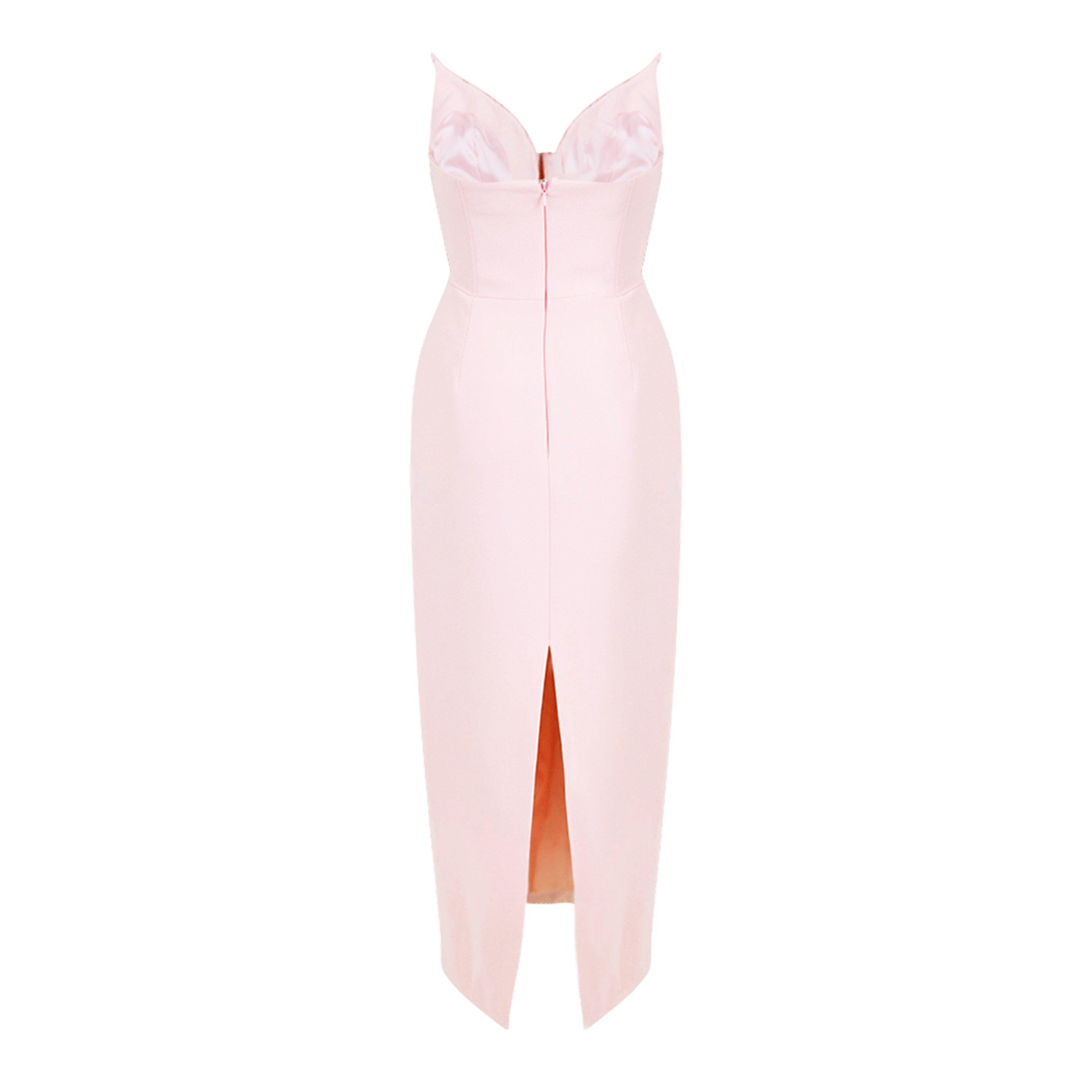 Pink/Silver - David Koma - Womens Crystal Wing Midi Dress - 6