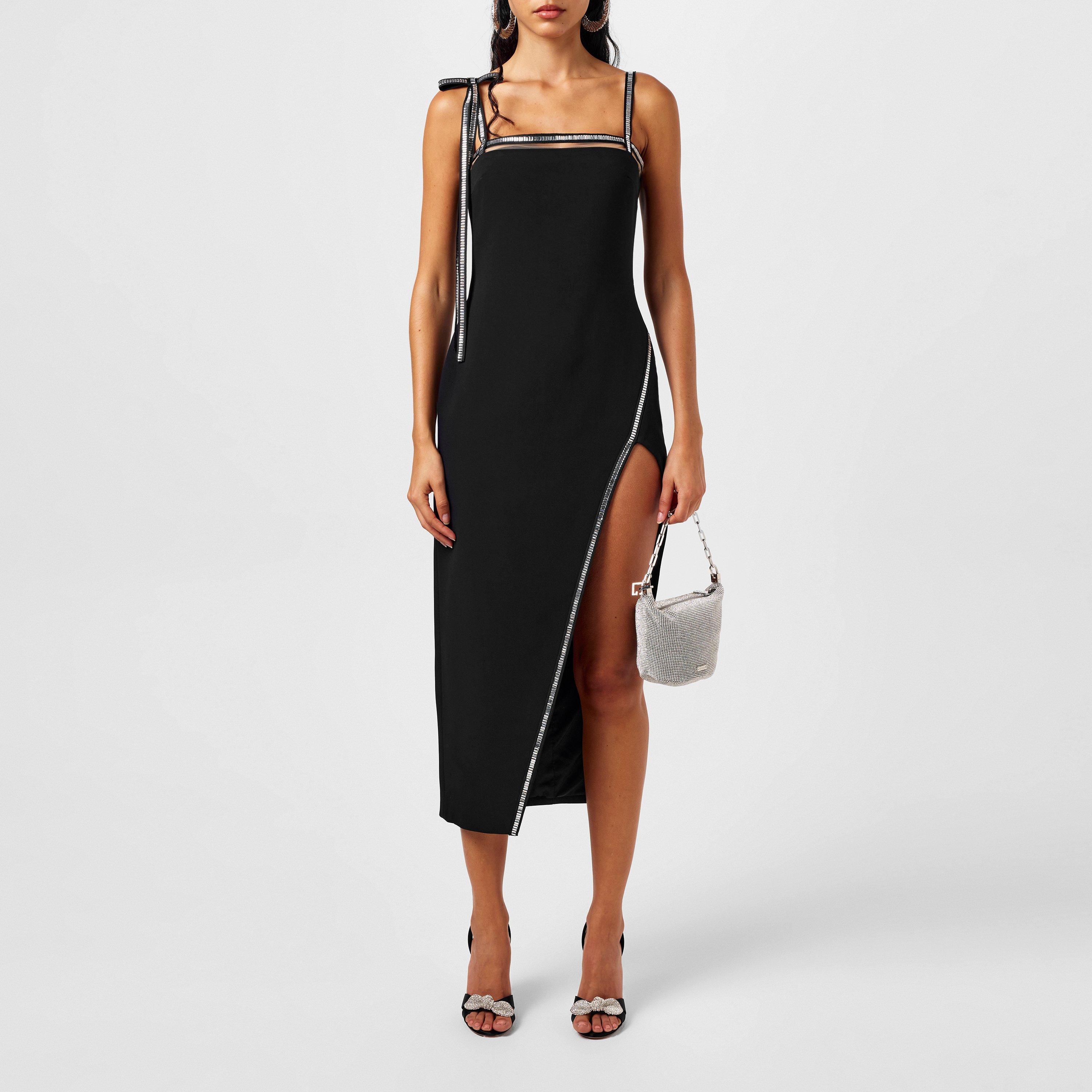 David Koma Women's Crystal Slit Maxi Dress - Black Silver - UK 8