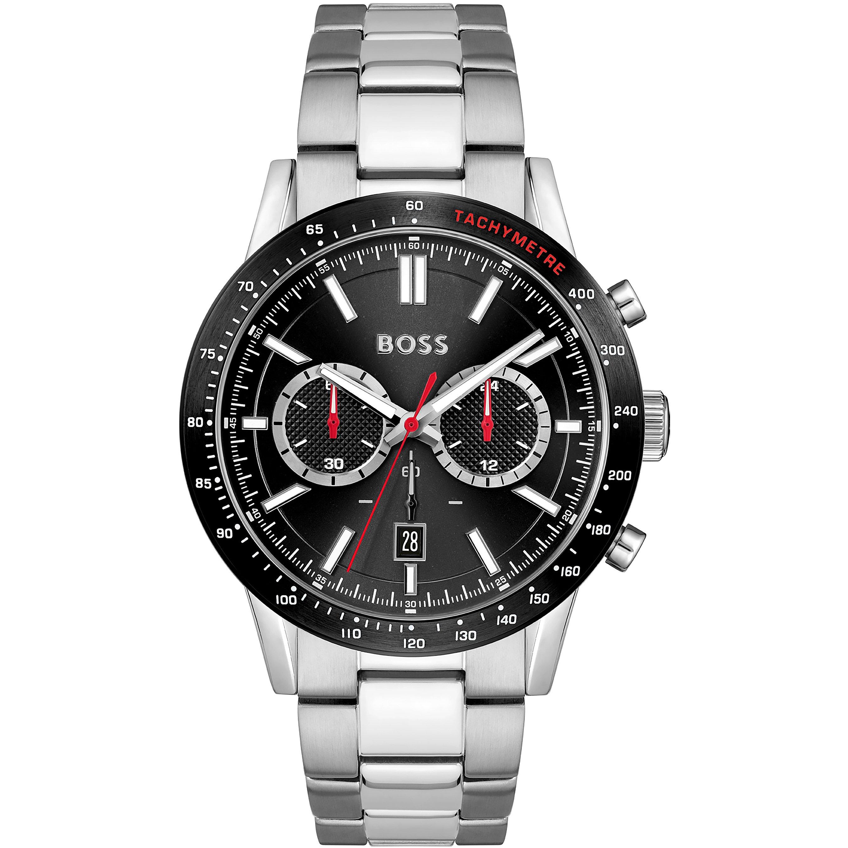 Boss Men's Allure Short-Sleeve Chronograph Functionality Watch - Steel/Black