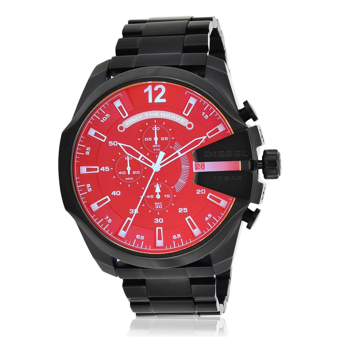 Black/Silver - Diesel - Diesel Men's Mega Chief Chronograph Black Stainless Steel Watch DZ4318 - 5