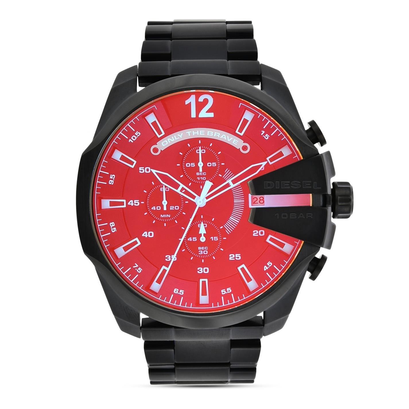 Black/Silver - Diesel - Diesel Men's Mega Chief Chronograph Black Stainless Steel Watch DZ4318 - 6