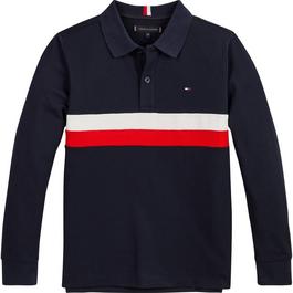 Tommy Hilfiger Corporate Colour Block Long Sleeve Polo Shirt Junior