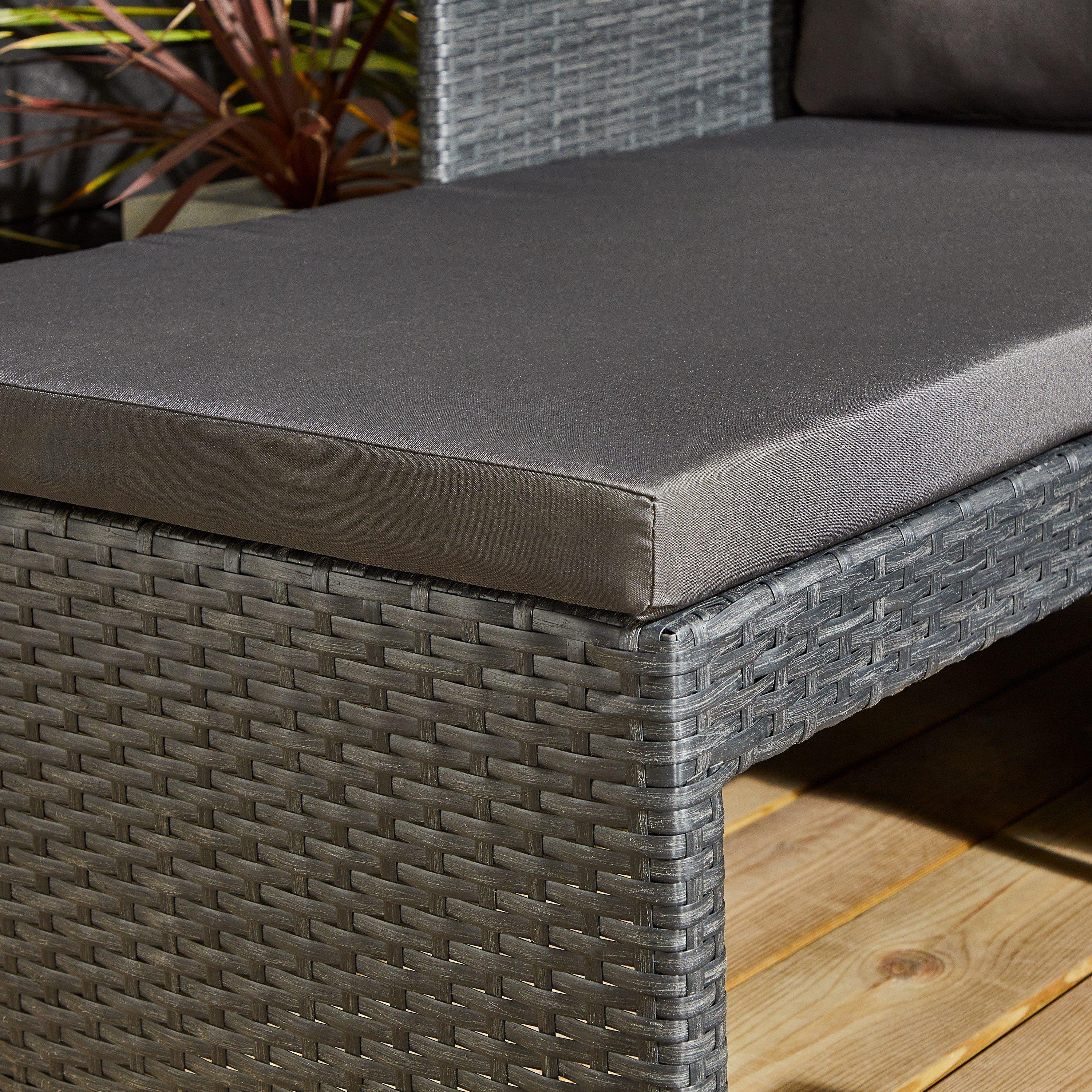 Black/Grey - Studio - Kauai Corner Rattan Chaise Sofa Set - 3