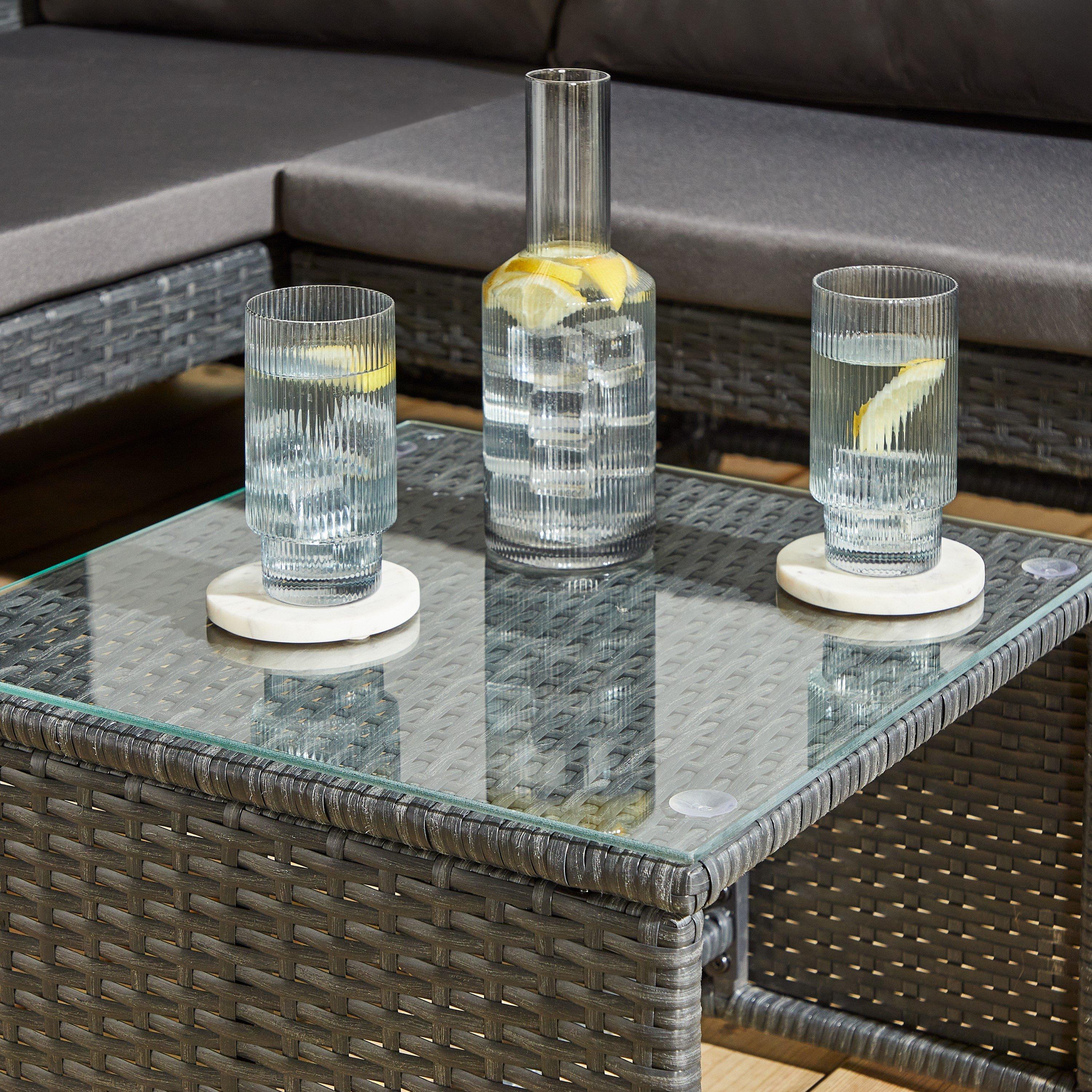 Black/Grey - Studio - Kauai Corner Rattan Chaise Sofa Set - 4