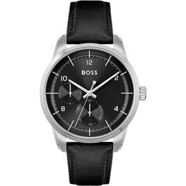 Boss Gents BOSS Soffio Black Leather Strap Watch