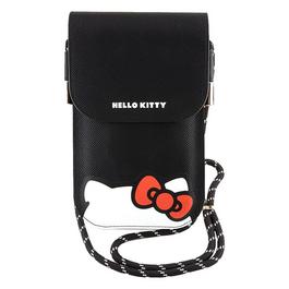 Hello Kitty GAME Smooth PU Leather Phone Bag Crossbody Cord Bow Black