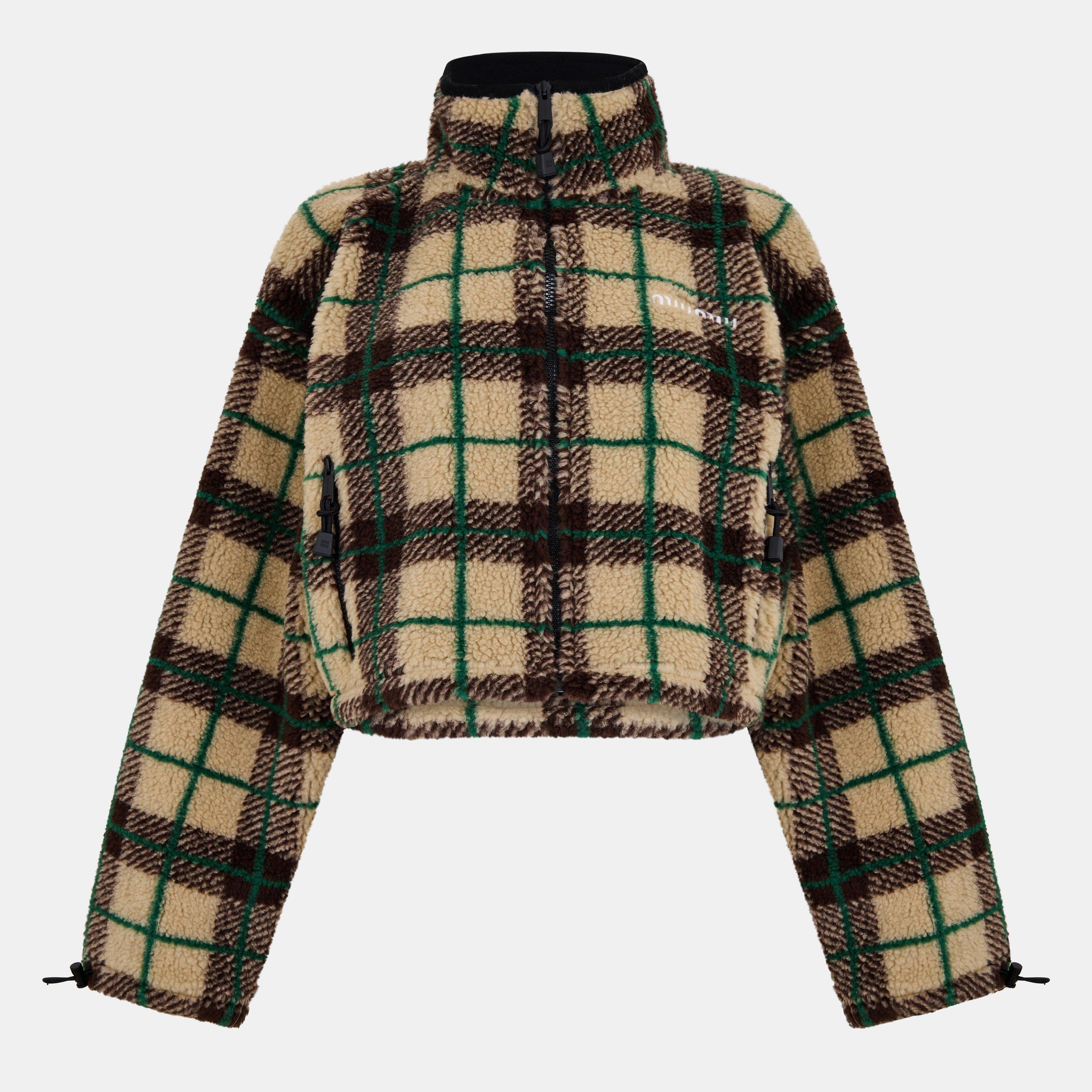 Miu Miu Checked teddy jacket with zipper | Flannels
